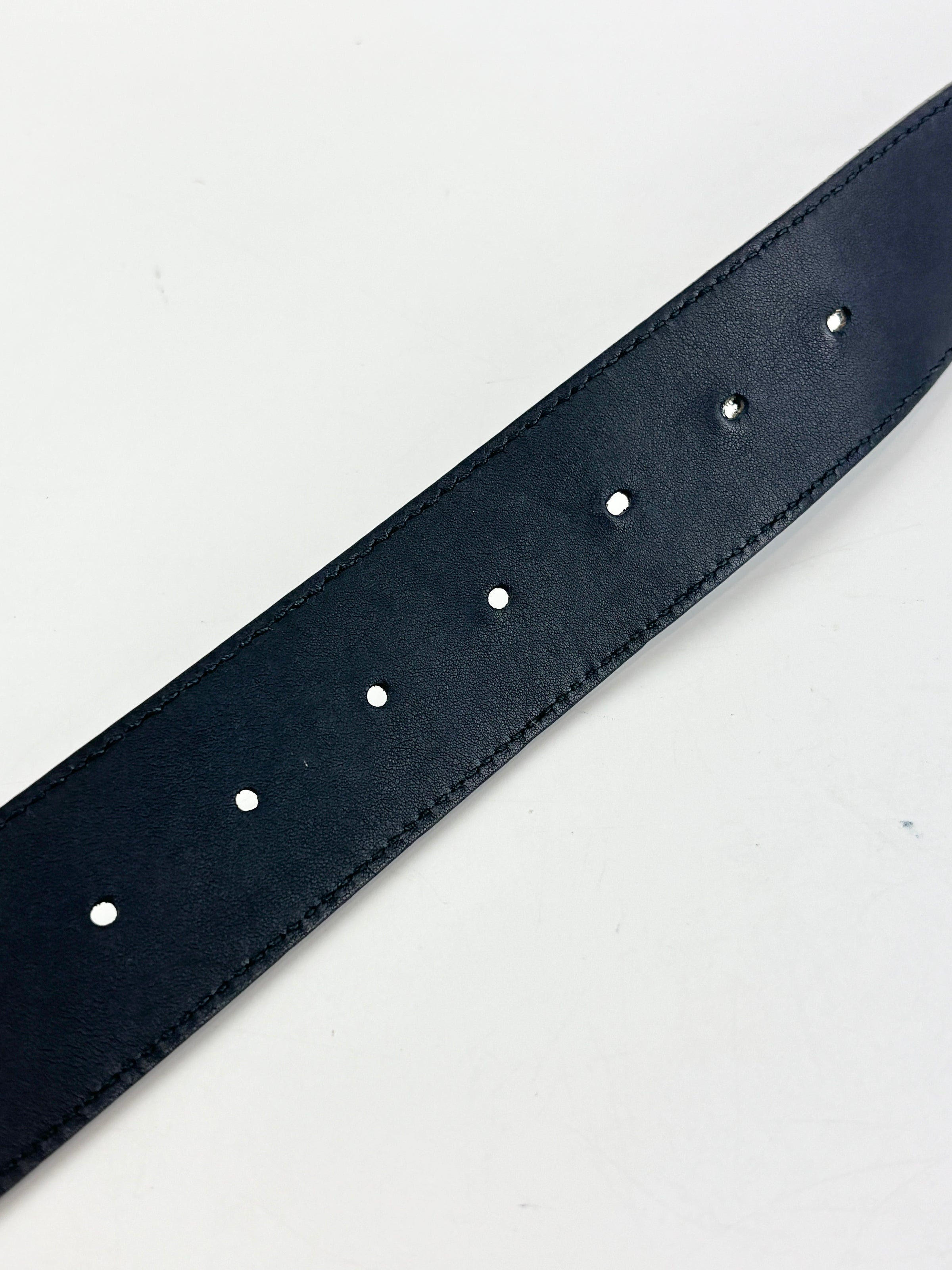 400593 GG Marmont Wide Belt Black Leather GHW Size 80