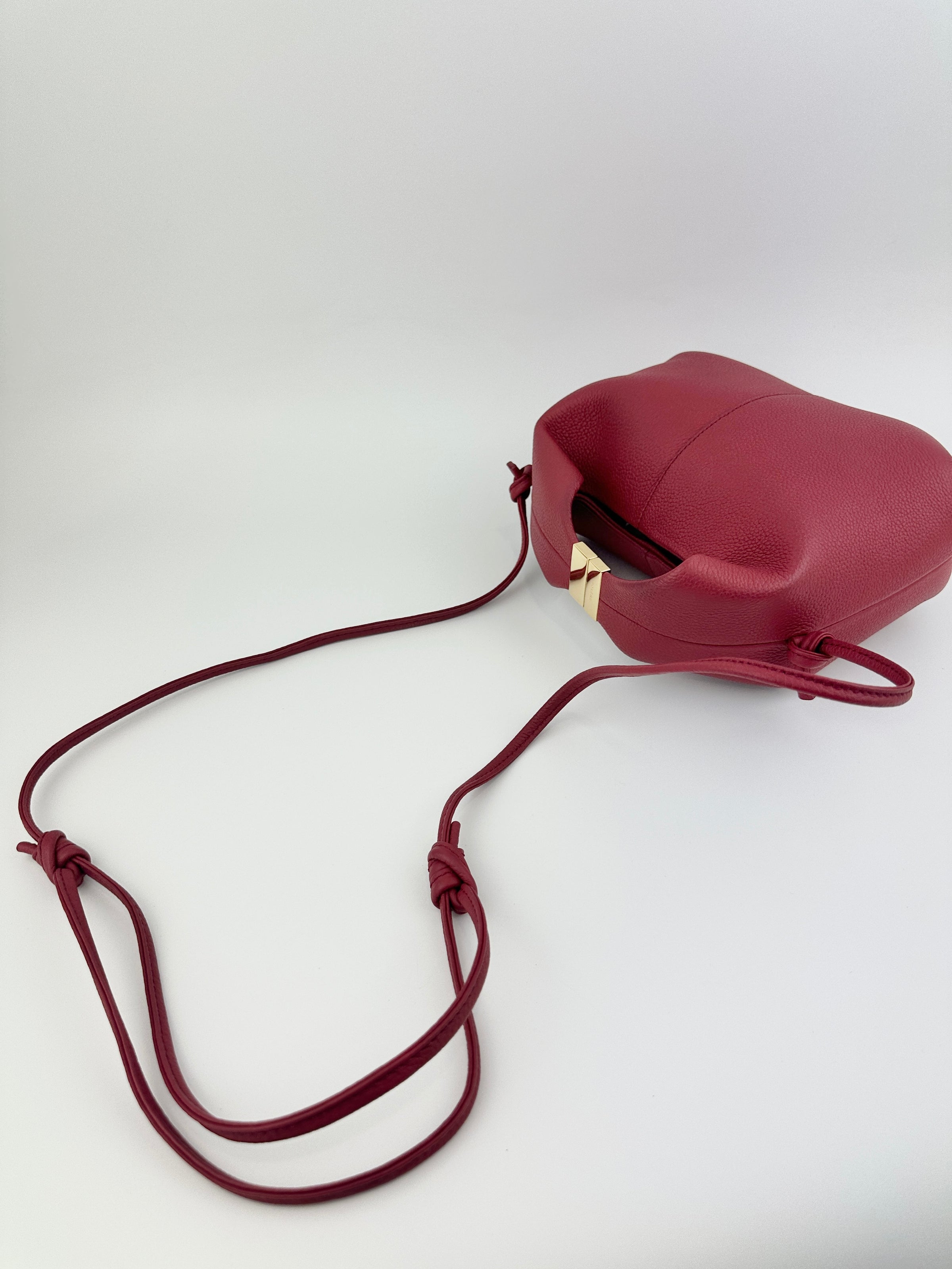 Beri Red Grained Calfskin Leather Bag