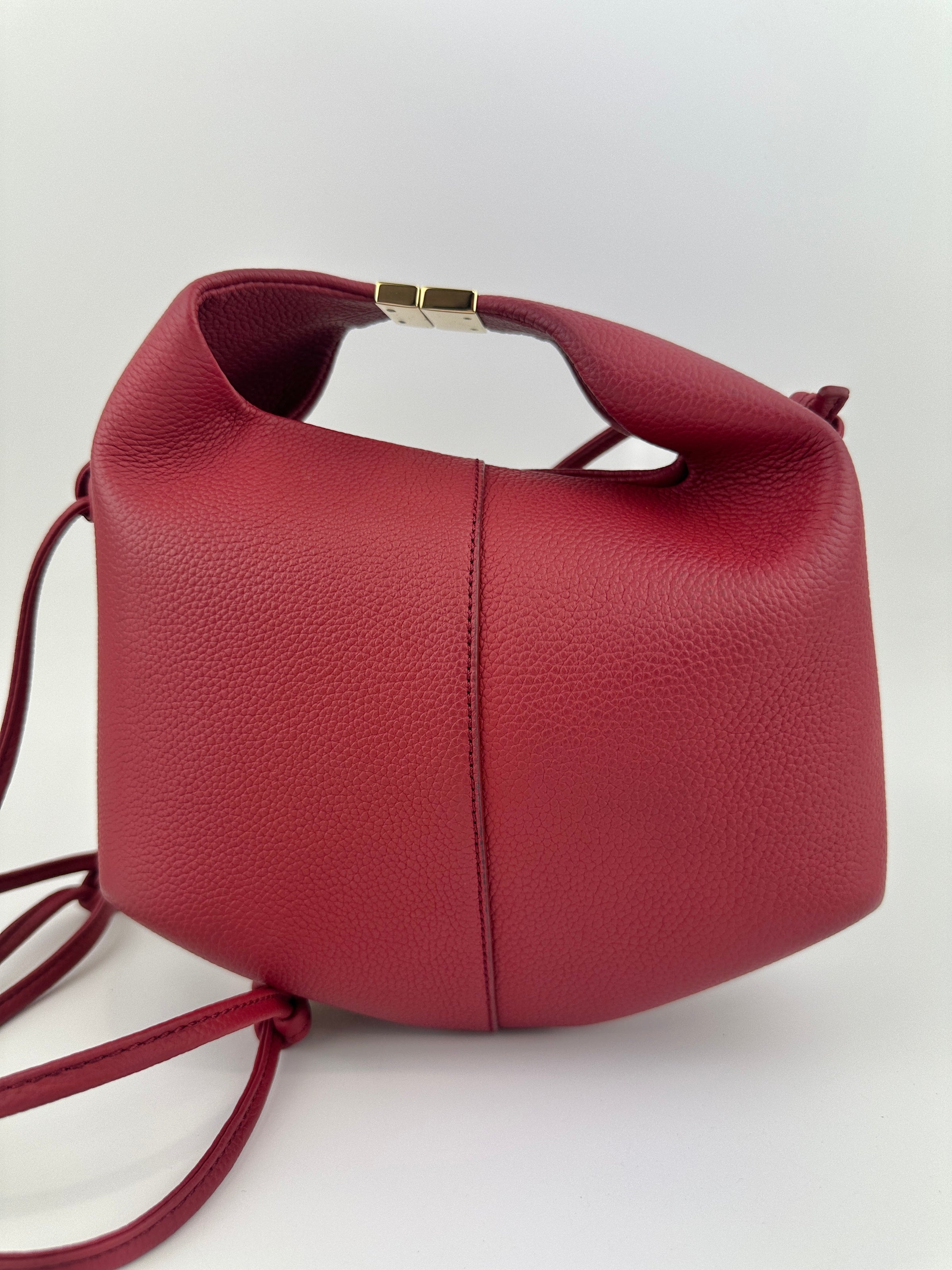 Beri Red Grained Calfskin Leather Bag