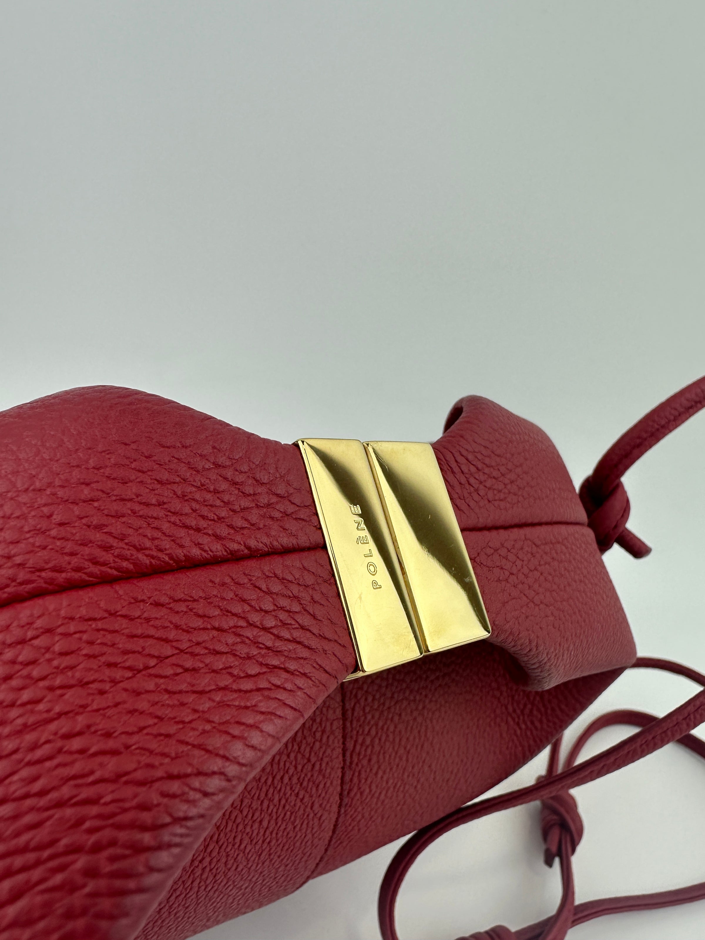 Beri Red Grained Calfskin Leather Bag