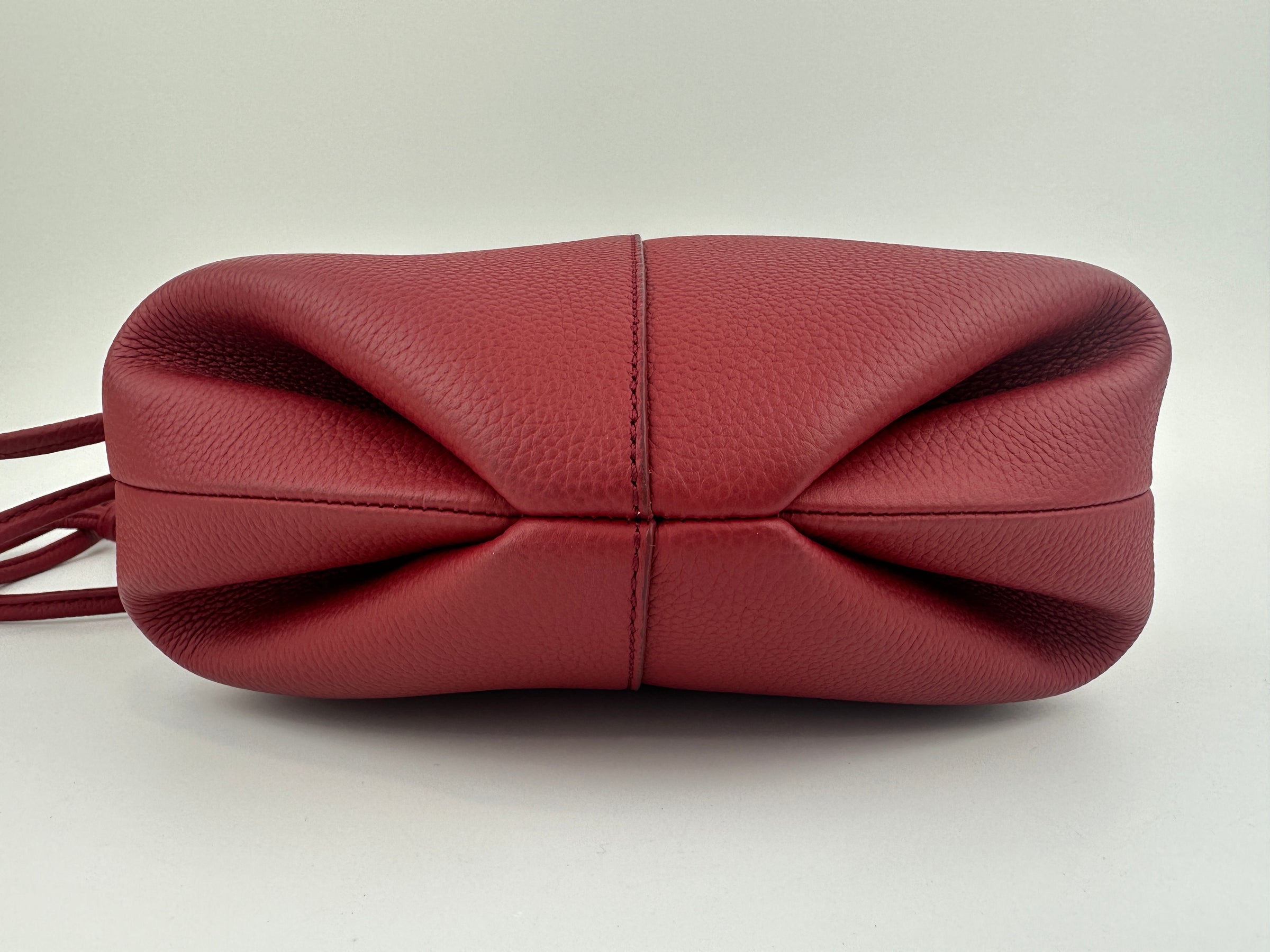Beri Red Grained Calfskin Leather Bag