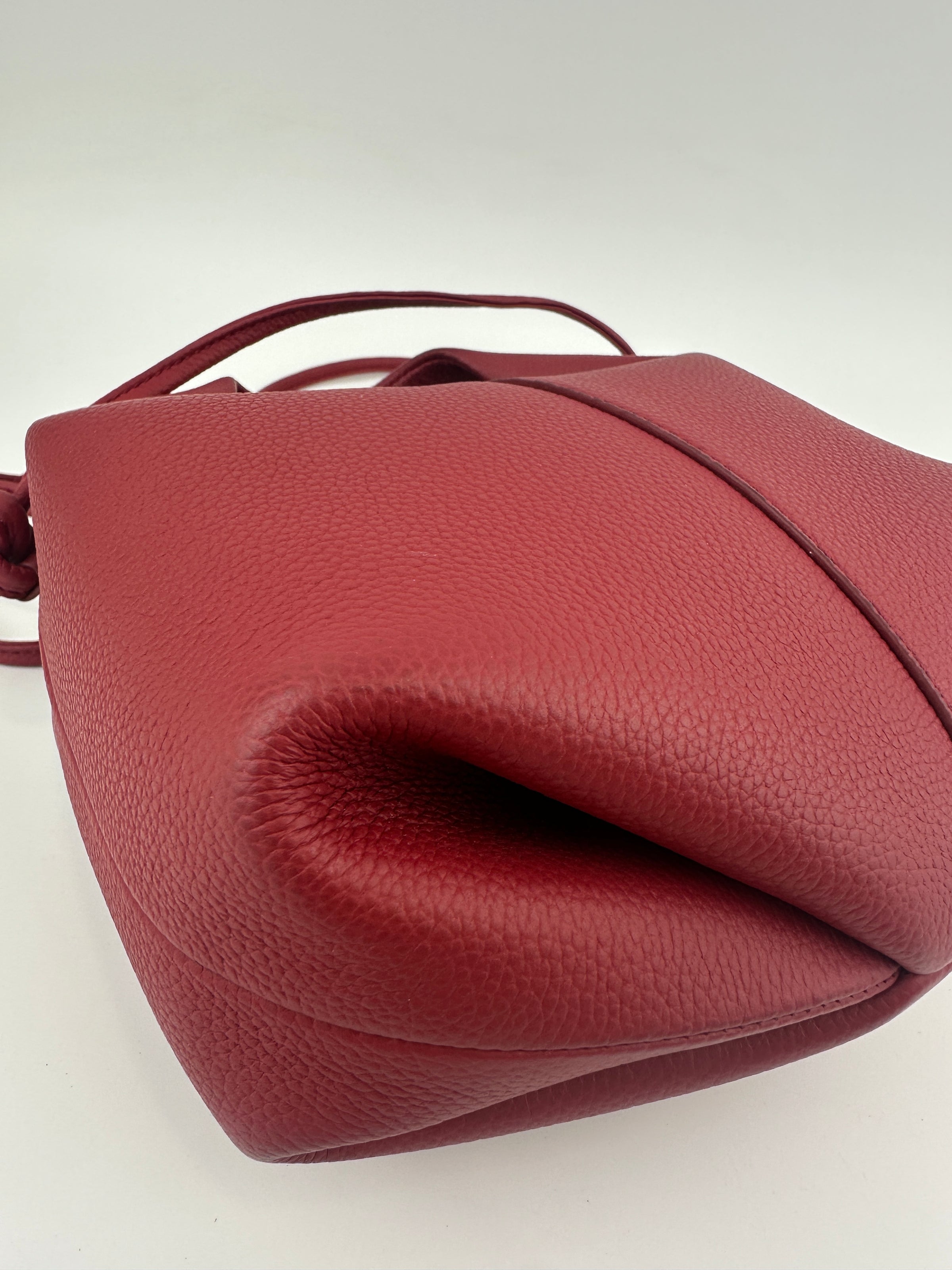 Beri Red Grained Calfskin Leather Bag