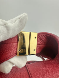 Beri Red Grained Calfskin Leather Bag