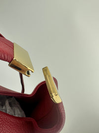 Beri Red Grained Calfskin Leather Bag