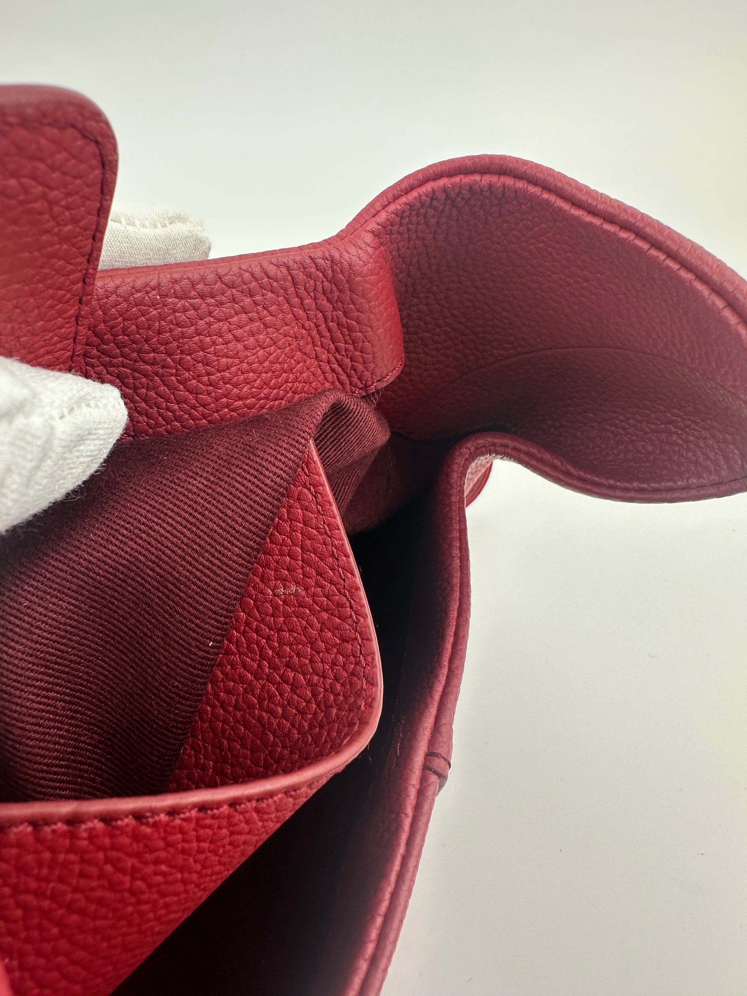 Beri Red Grained Calfskin Leather Bag