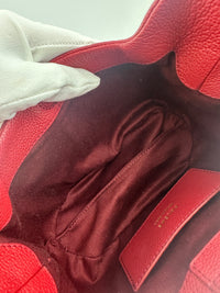 Beri Red Grained Calfskin Leather Bag