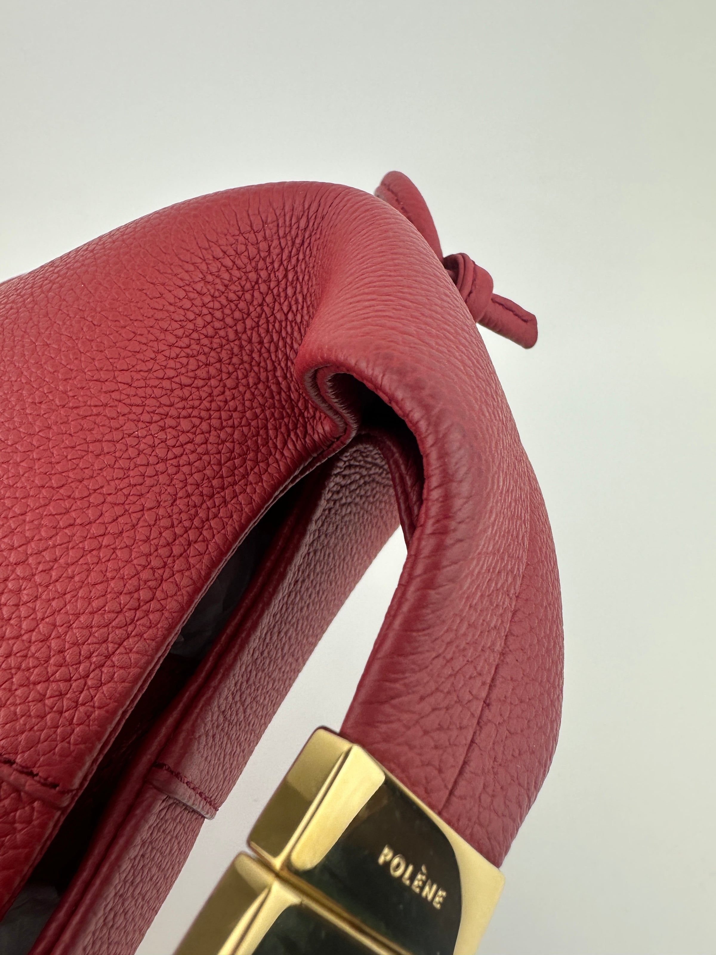 Beri Red Grained Calfskin Leather Bag