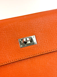Kelly Long Wallet Feu Chevre Mysore Argente PHW - Glampot
