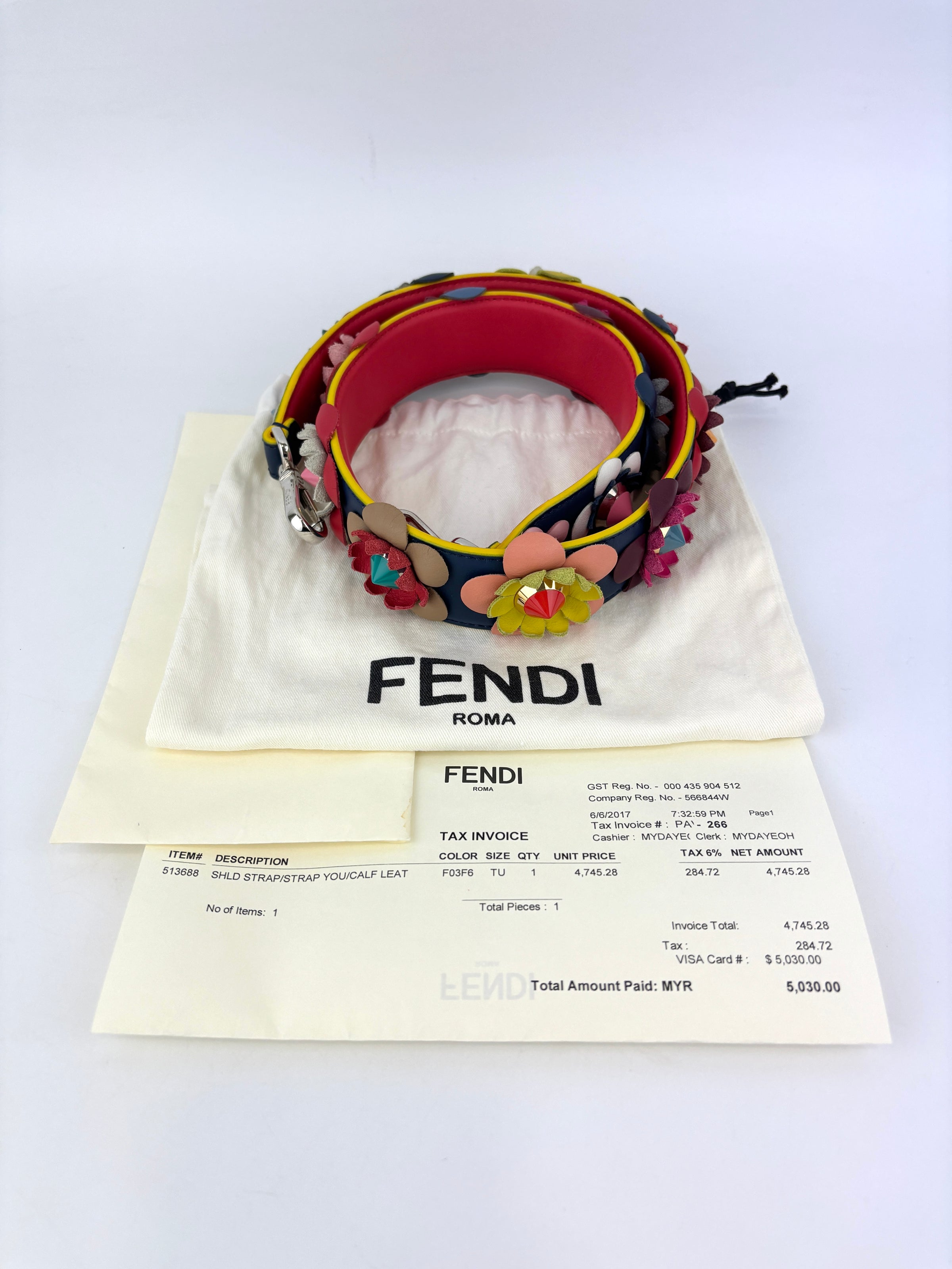 Fendi Multicolor Leather Flower Strap You Shoulder Strap