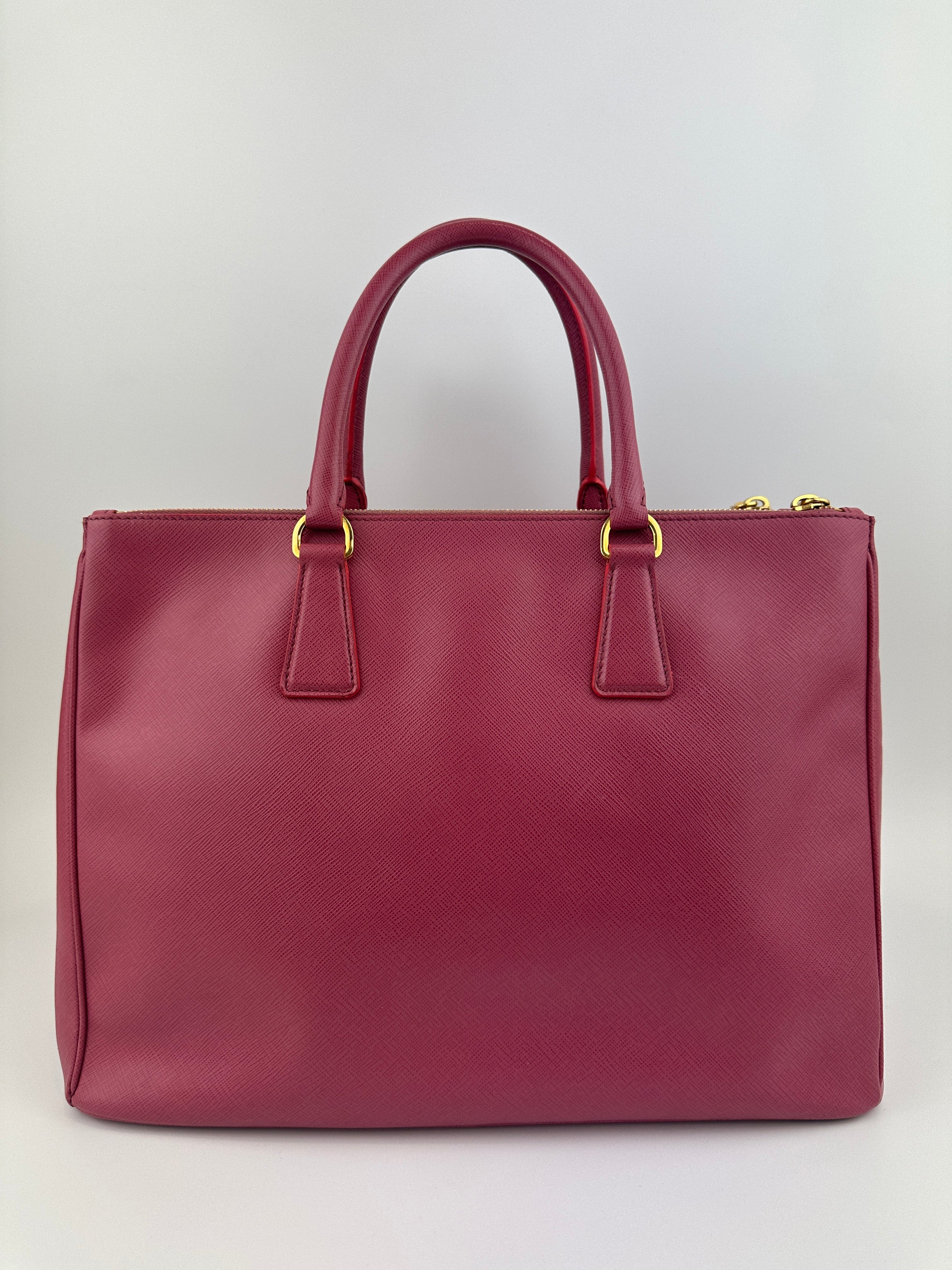 BN1786 Large Saffiano Lux Double Zip Pink Tote Bag