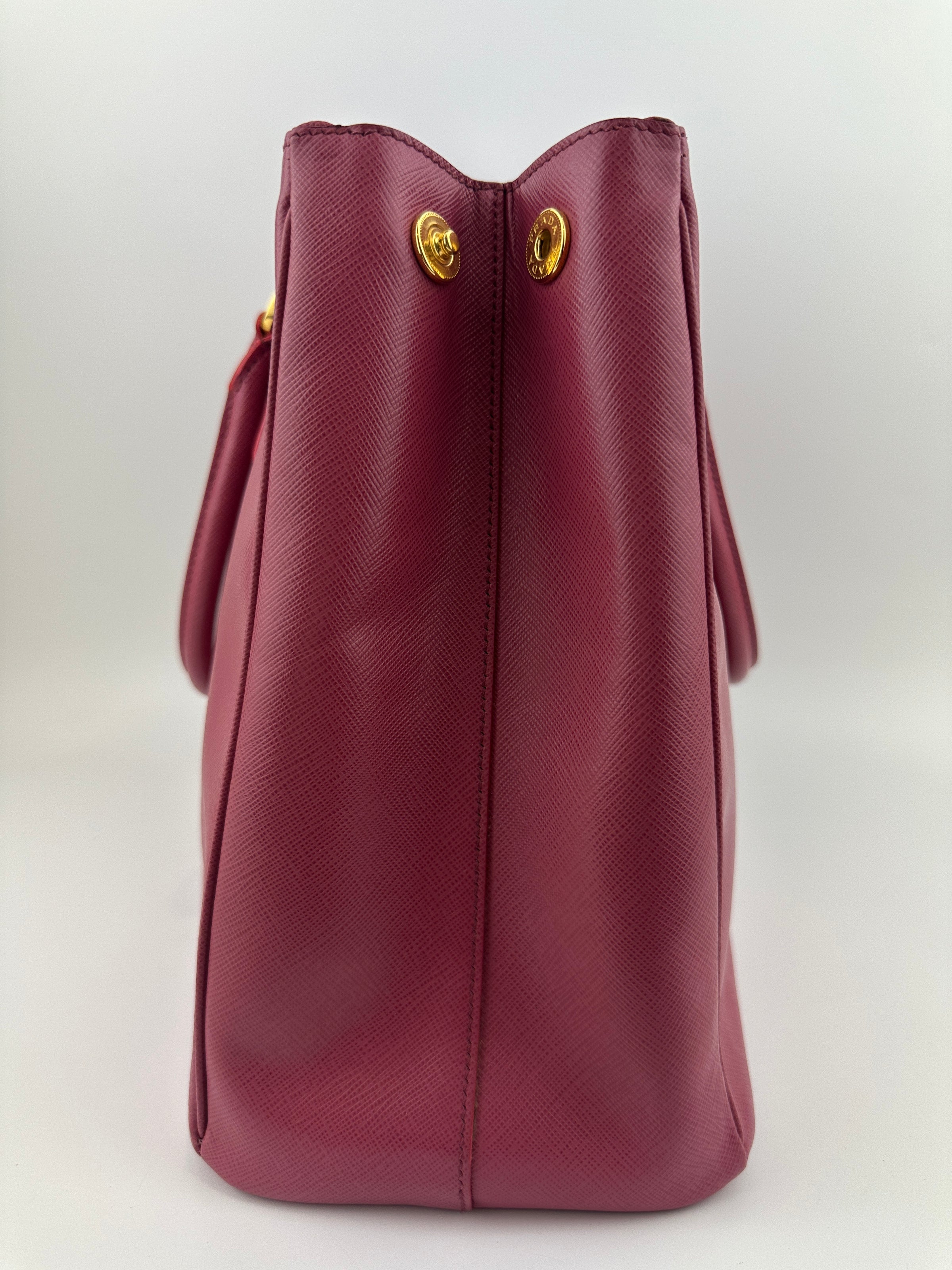 BN1786 Large Saffiano Lux Double Zip Pink Tote Bag