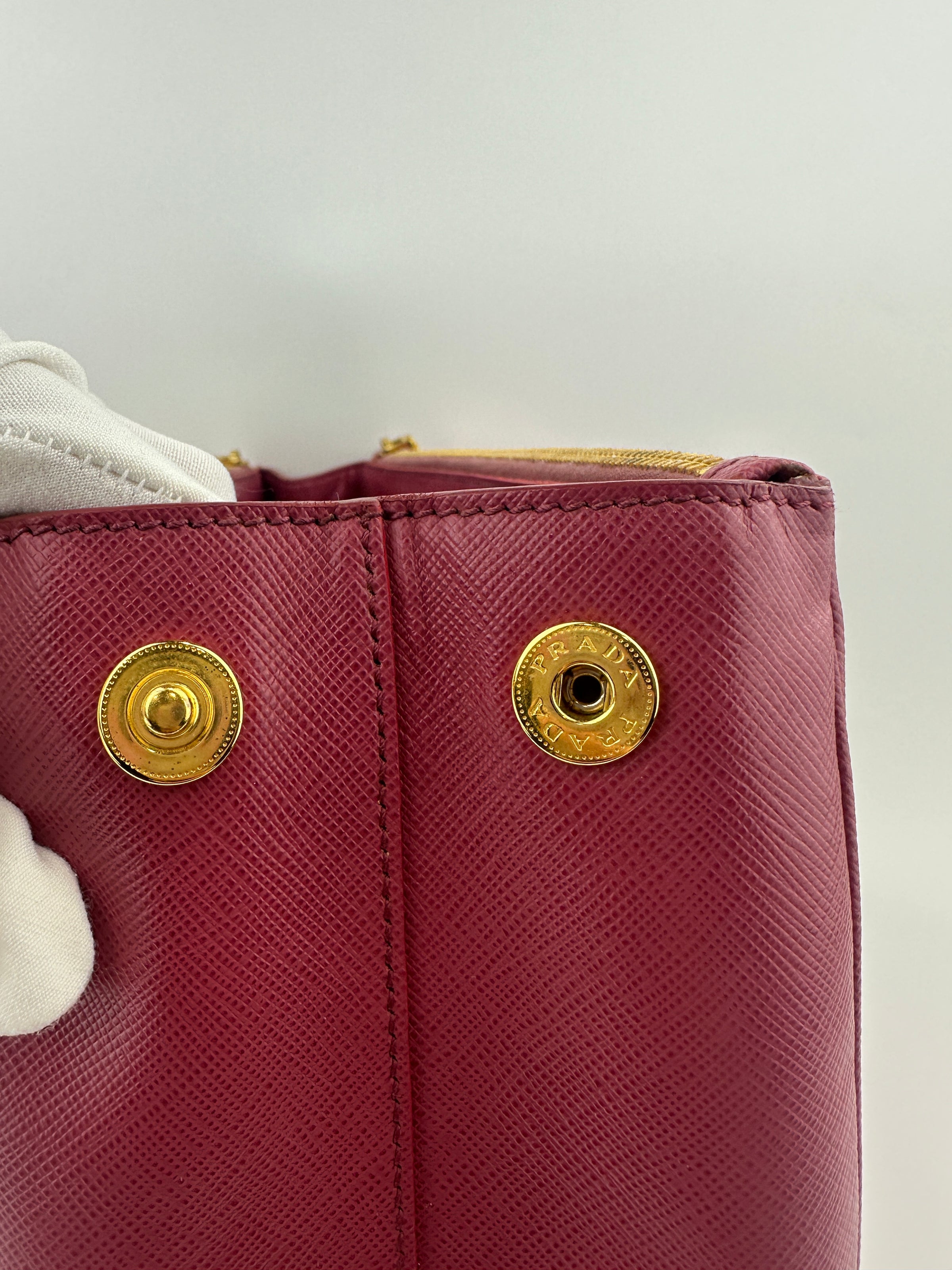 BN1786 Large Saffiano Lux Double Zip Pink Tote Bag