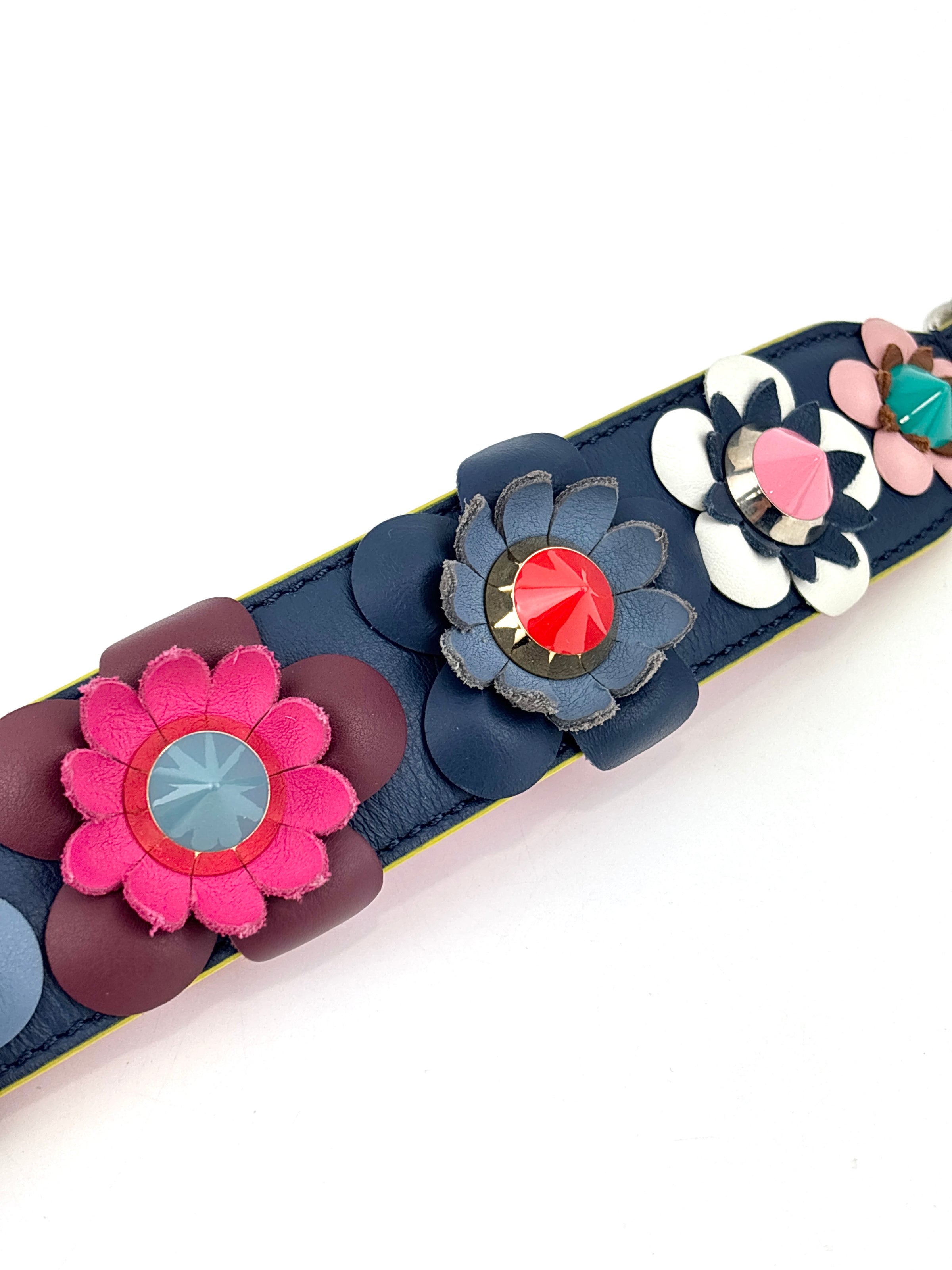 Fendi Multicolor Leather Flower Strap You Shoulder Strap