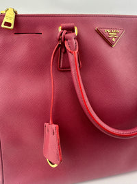 BN1786 Large Saffiano Lux Double Zip Pink Tote Bag