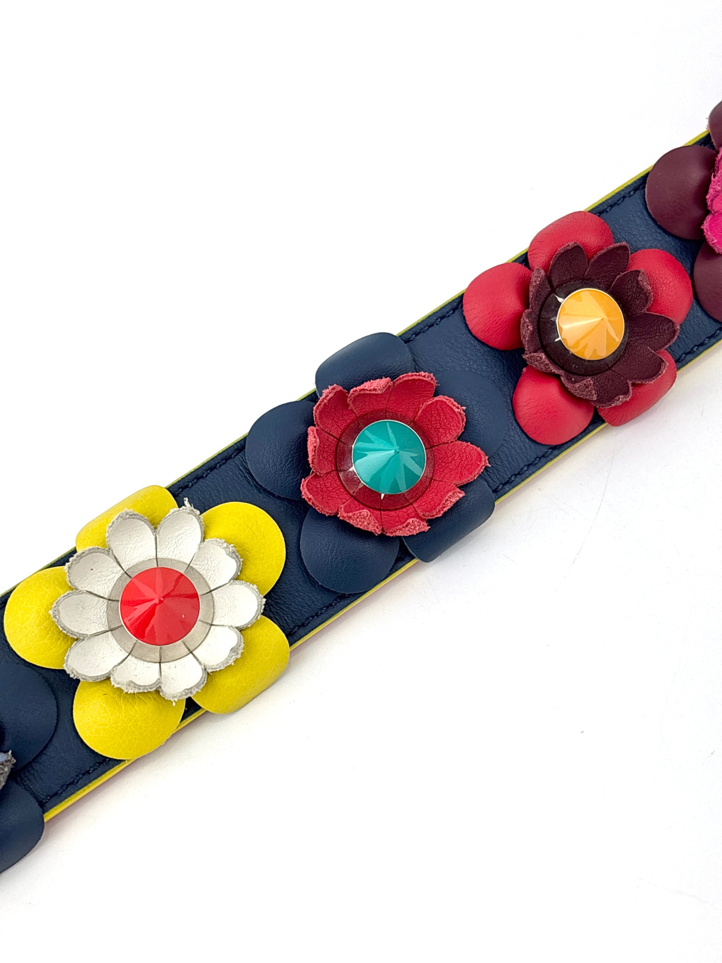 Fendi Multicolor Leather Flower Strap You Shoulder Strap