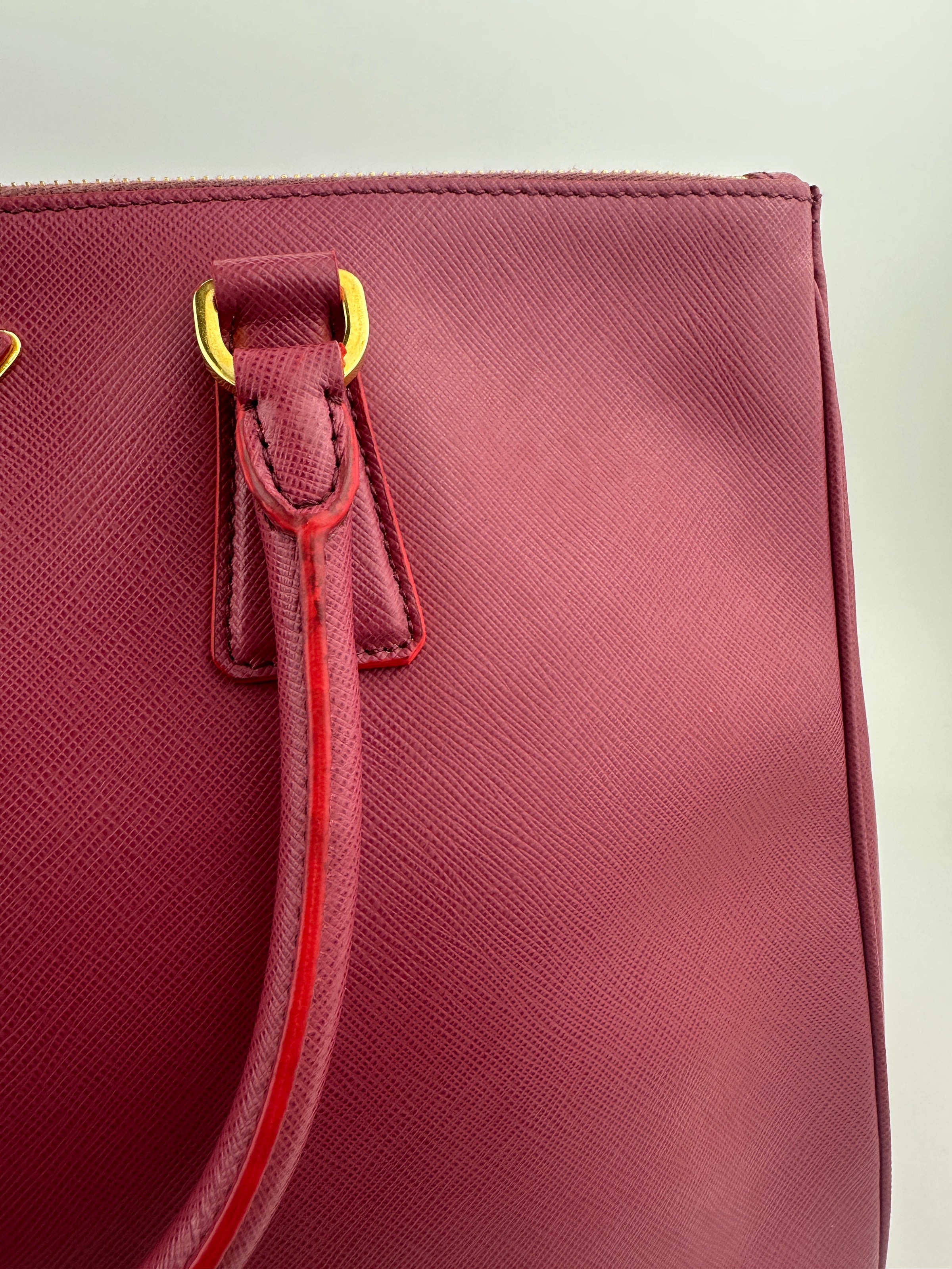 BN1786 Large Saffiano Lux Double Zip Pink Tote Bag