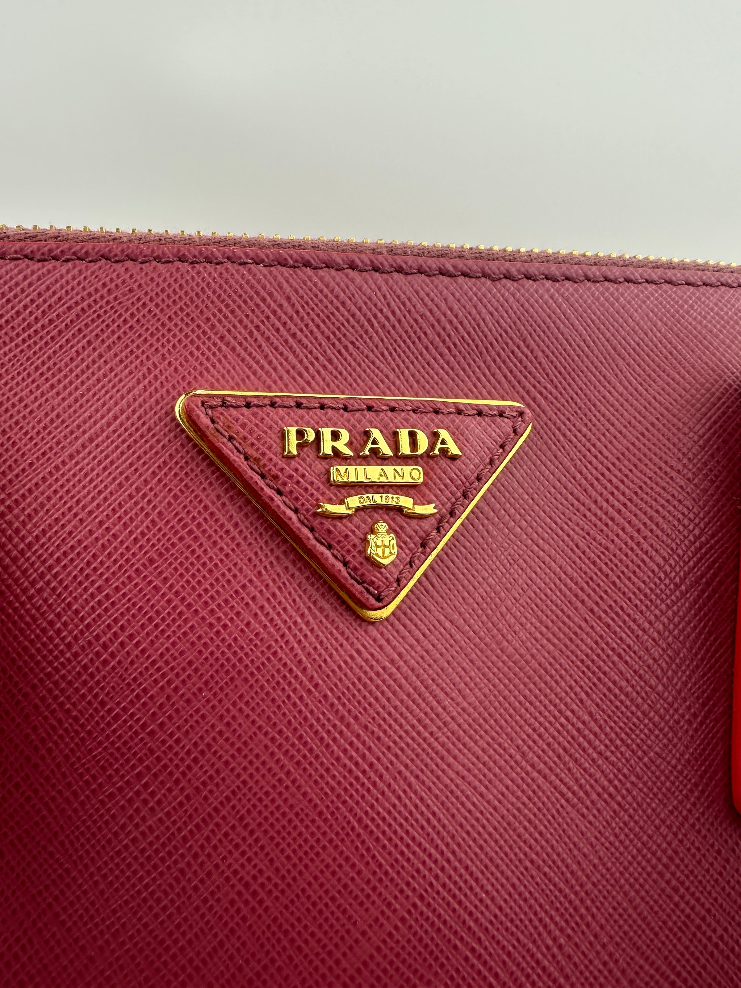 BN1786 Large Saffiano Lux Double Zip Pink Tote Bag