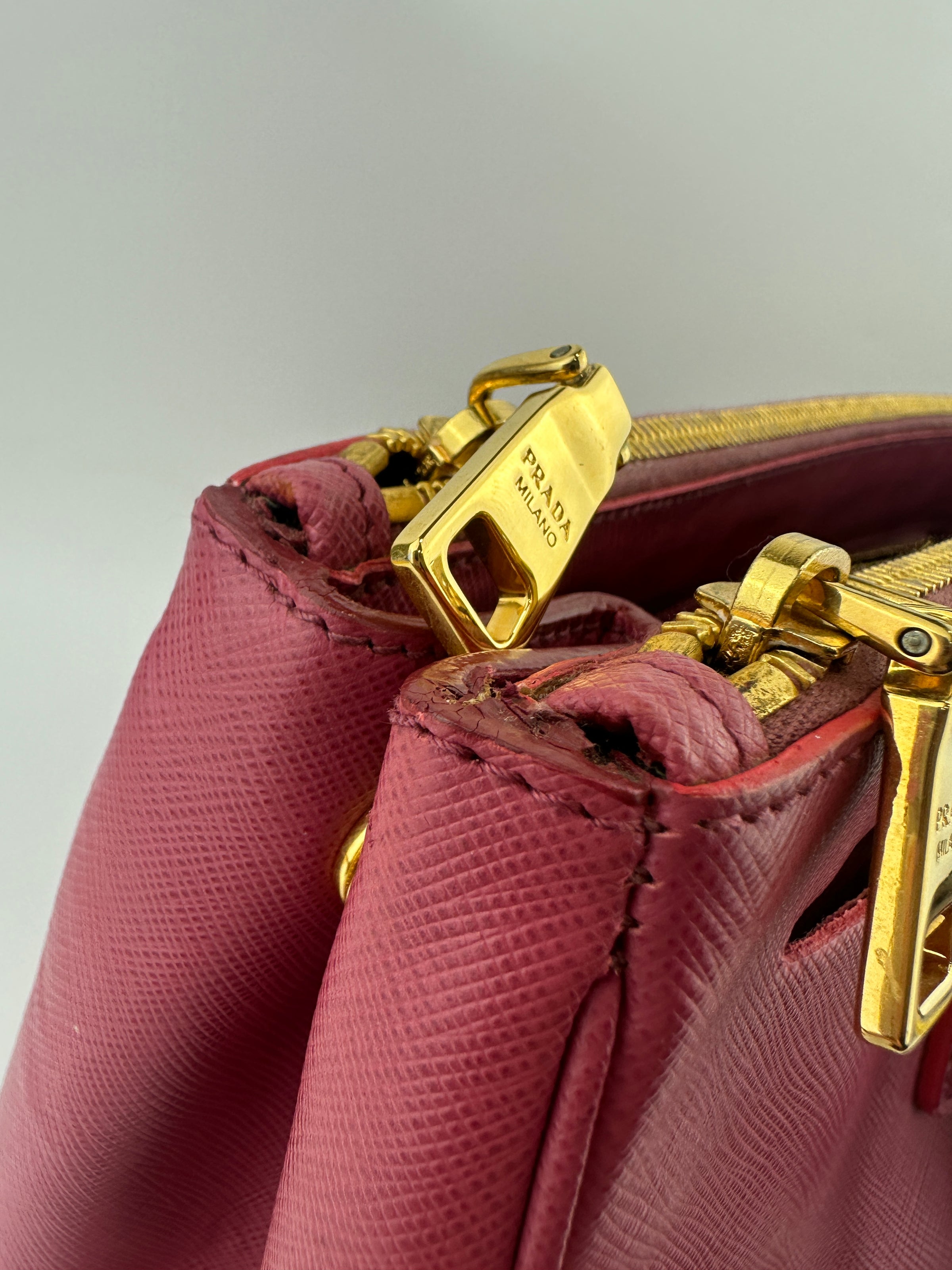 BN1786 Large Saffiano Lux Double Zip Pink Tote Bag