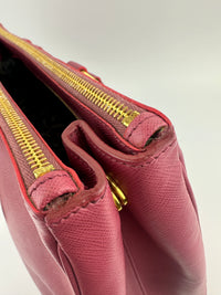 BN1786 Large Saffiano Lux Double Zip Pink Tote Bag