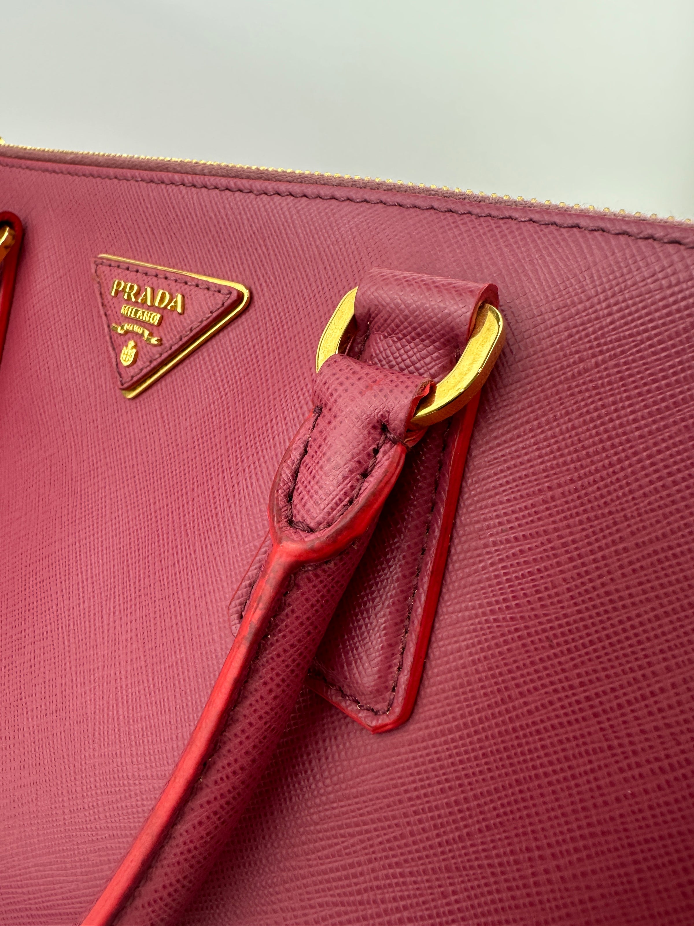 BN1786 Large Saffiano Lux Double Zip Pink Tote Bag