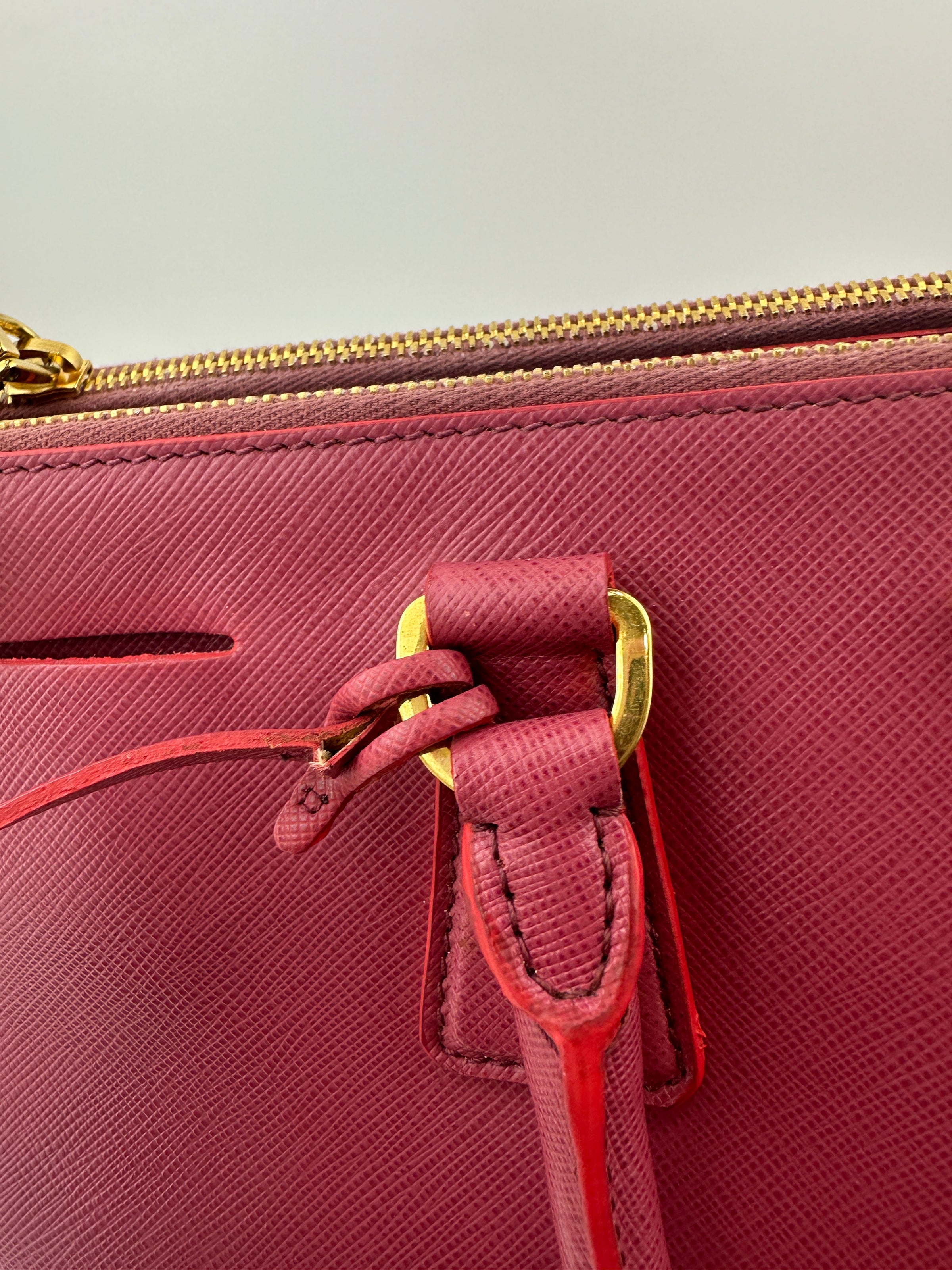 BN1786 Large Saffiano Lux Double Zip Pink Tote Bag