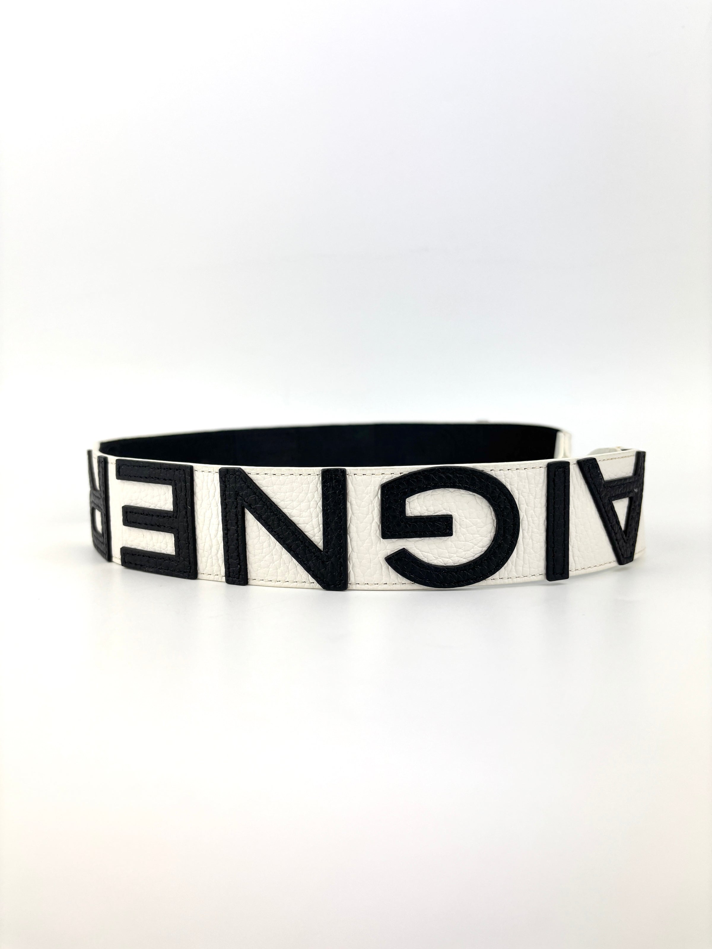 Logo Shoulder Strap in Black / White