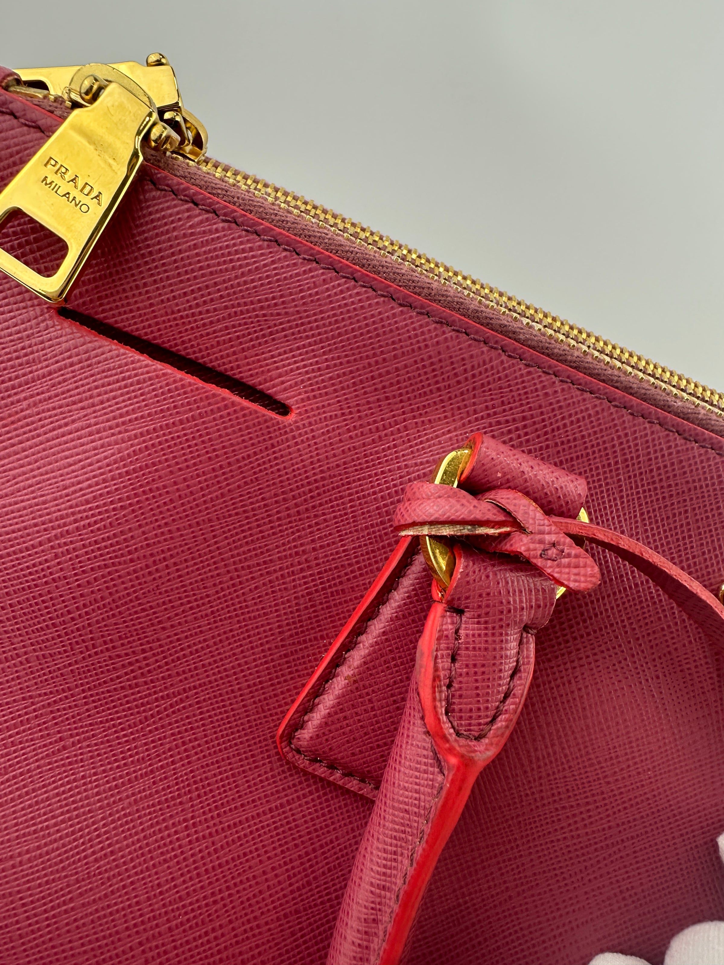 BN1786 Large Saffiano Lux Double Zip Pink Tote Bag