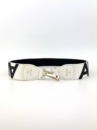 Logo Shoulder Strap in Black / White