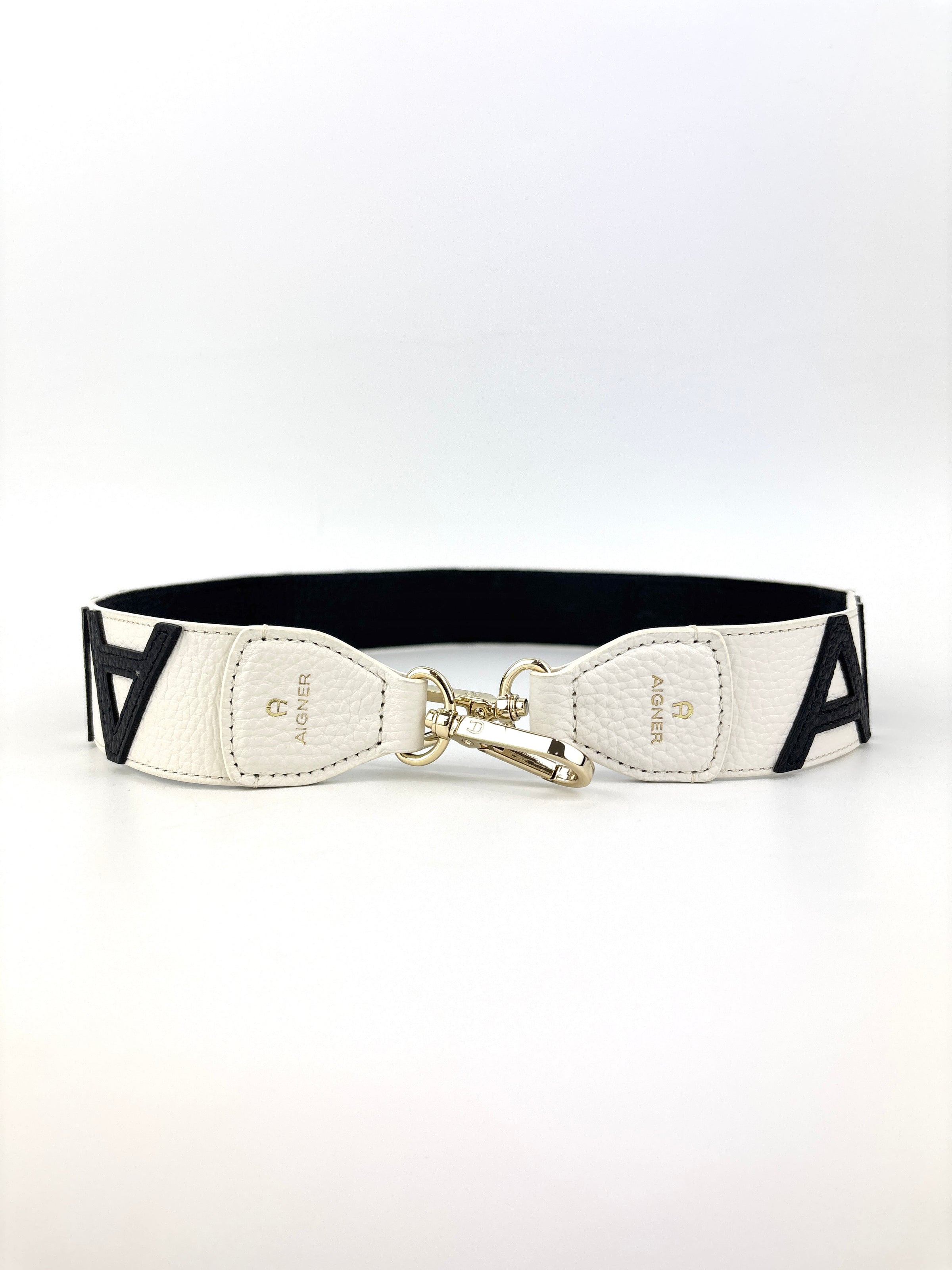 Logo Shoulder Strap in Black / White