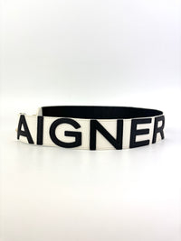 Logo Shoulder Strap in Black / White