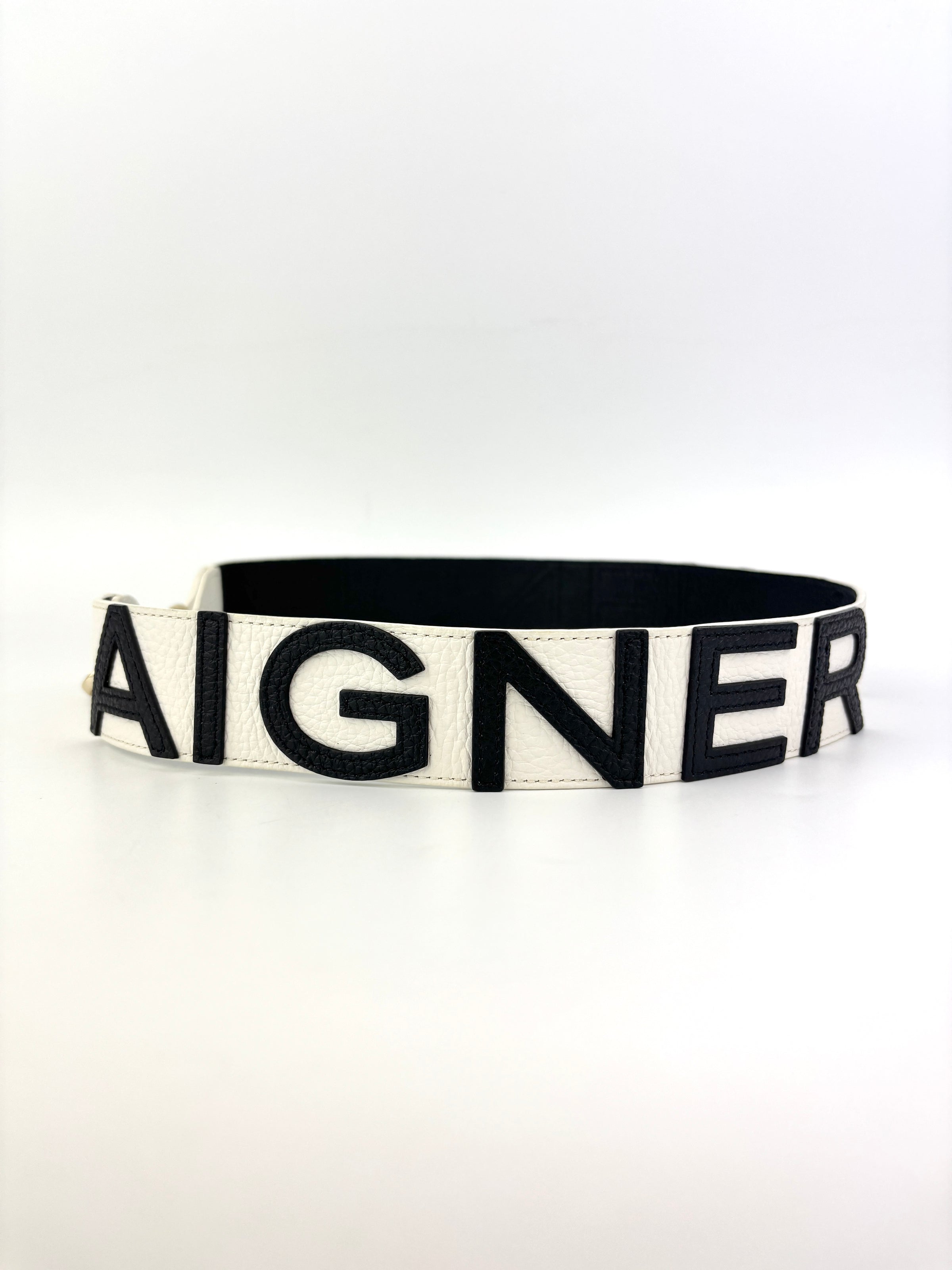 Logo Shoulder Strap in Black / White