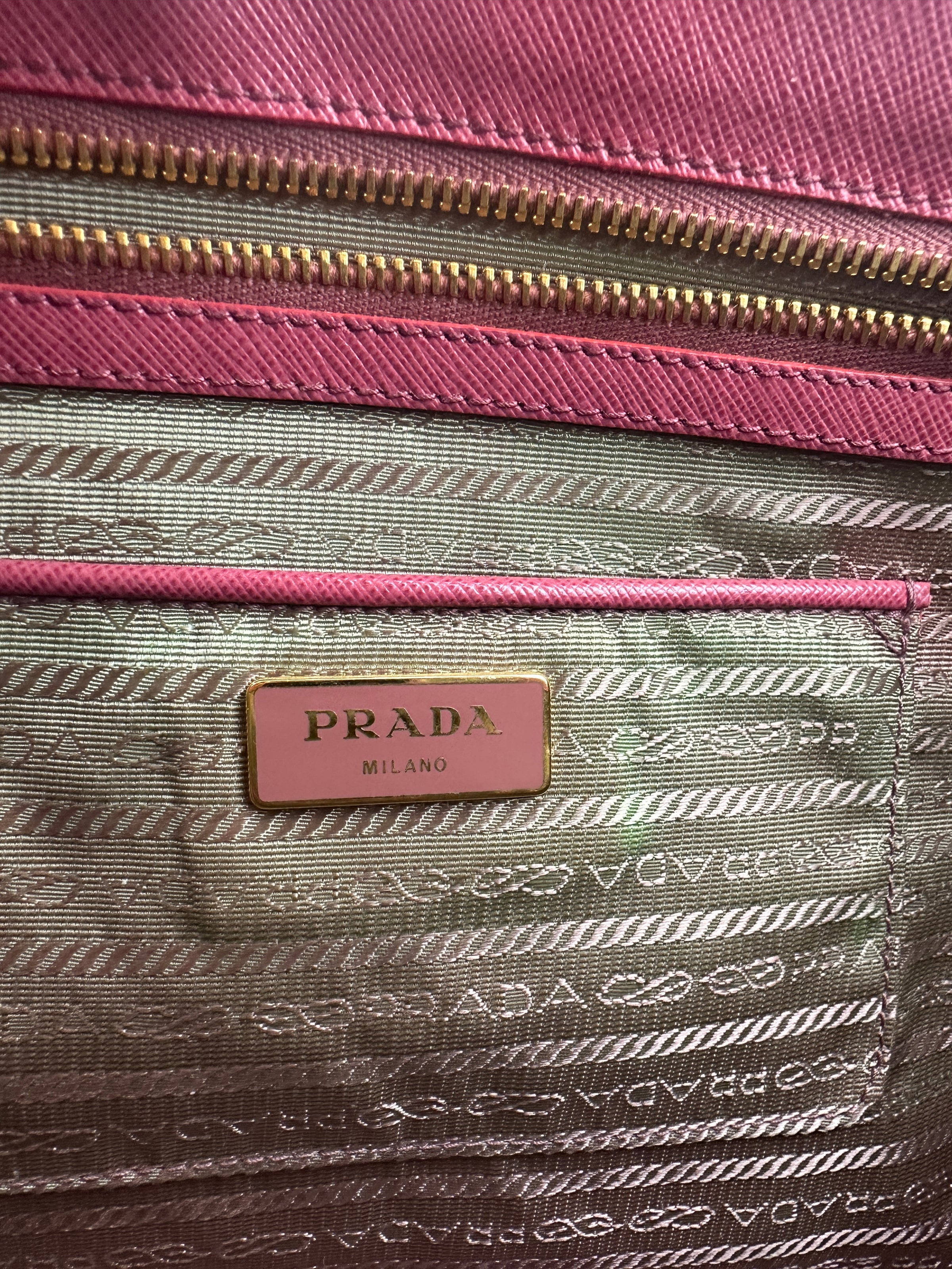 BN1786 Large Saffiano Lux Double Zip Pink Tote Bag