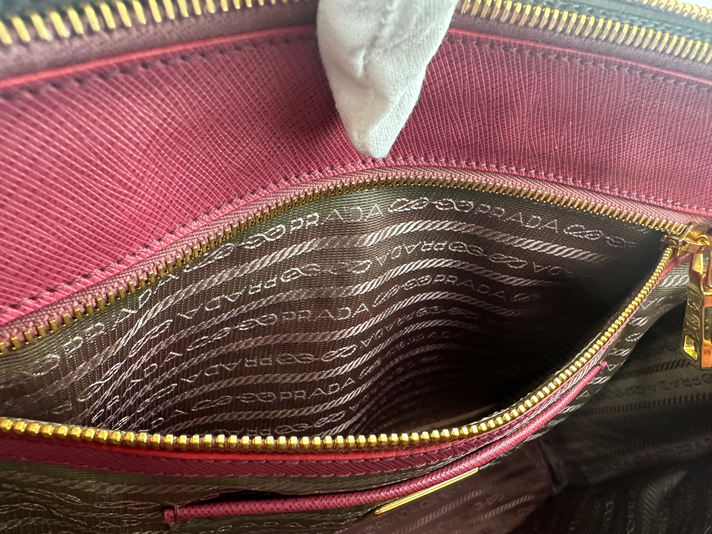 BN1786 Large Saffiano Lux Double Zip Pink Tote Bag