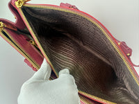 BN1786 Large Saffiano Lux Double Zip Pink Tote Bag