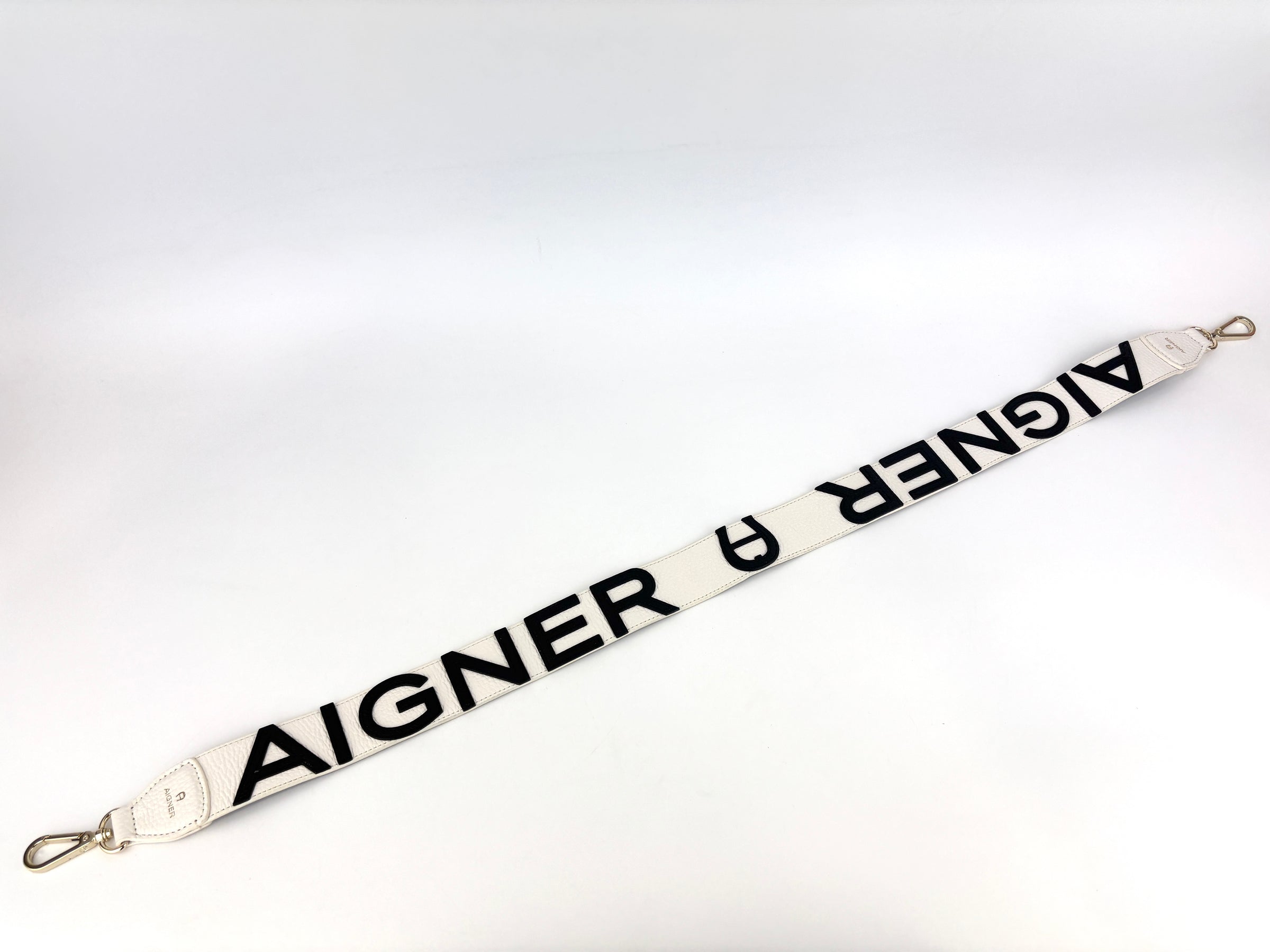 Logo Shoulder Strap in Black / White