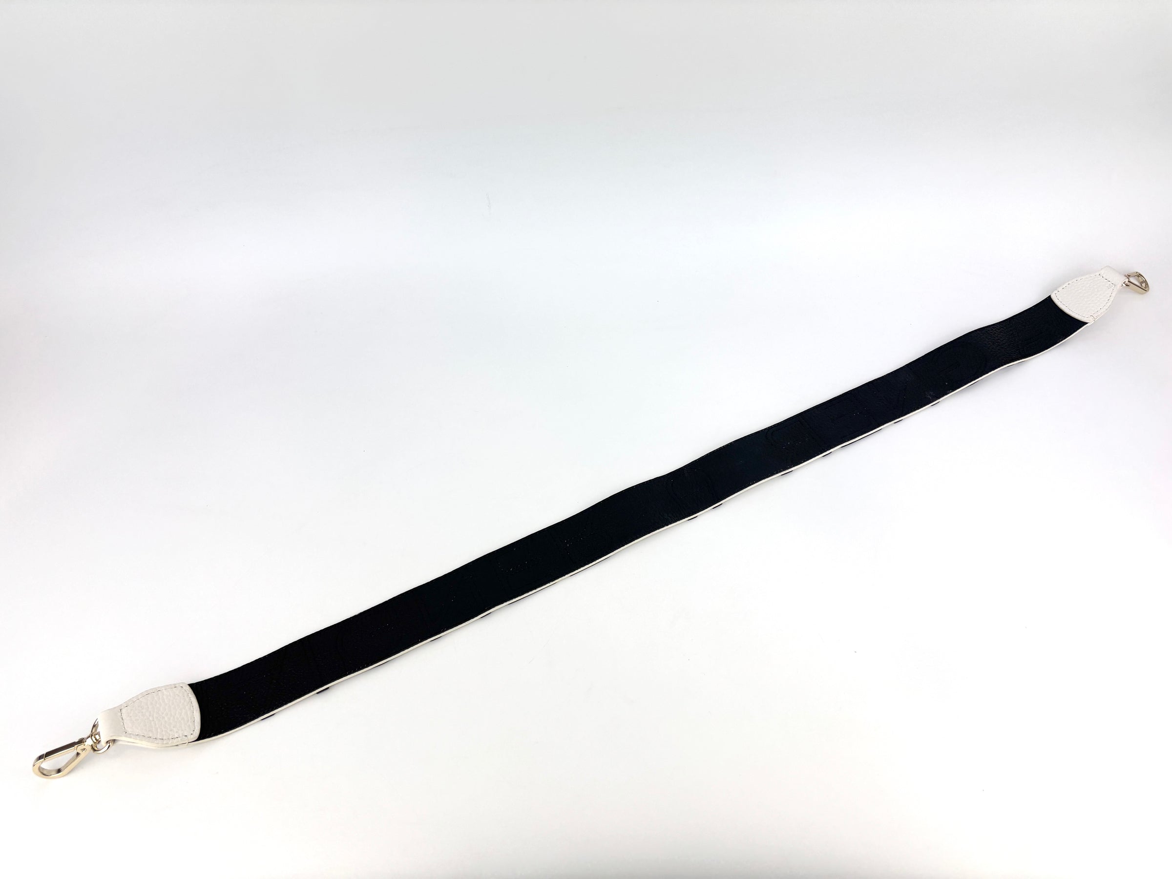 Logo Shoulder Strap in Black / White