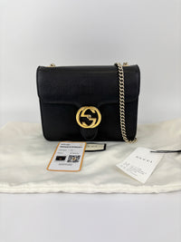 Interlocking G Shoulder Bag in Black Calfskin