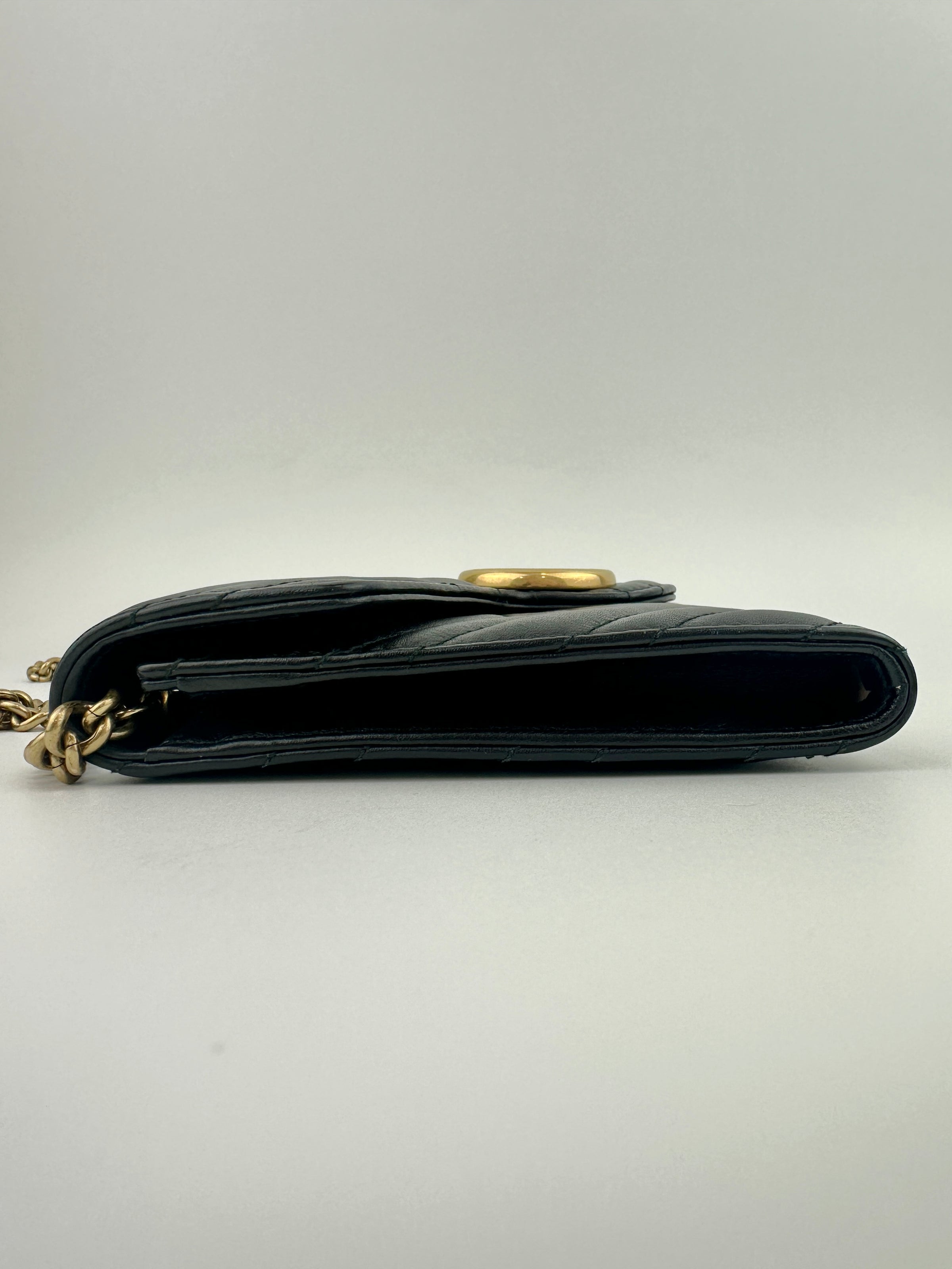 443122 GG Marmont Black Wallet on Chain