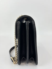 Interlocking G Shoulder Bag in Black Calfskin