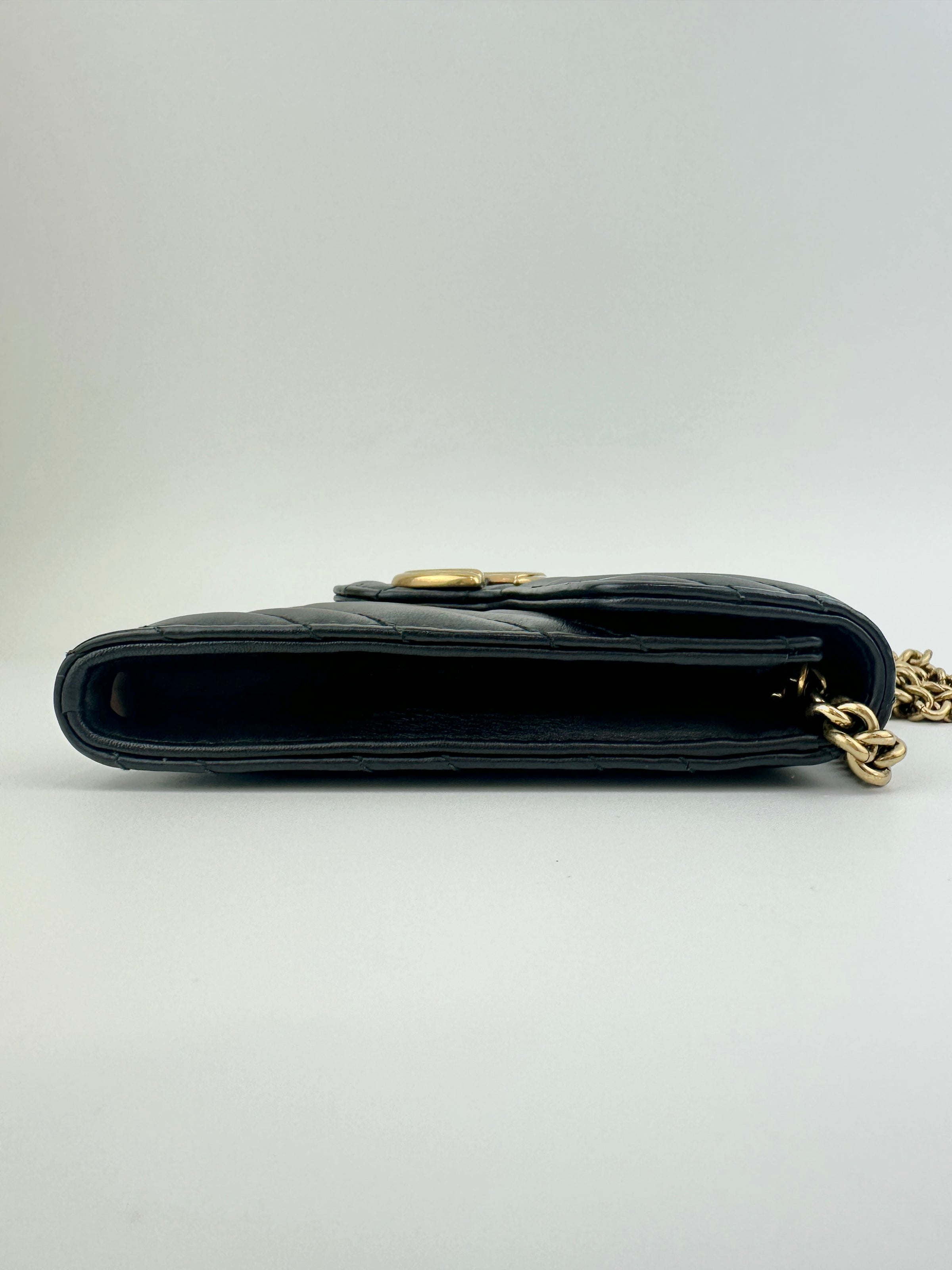 443122 GG Marmont Black Wallet on Chain