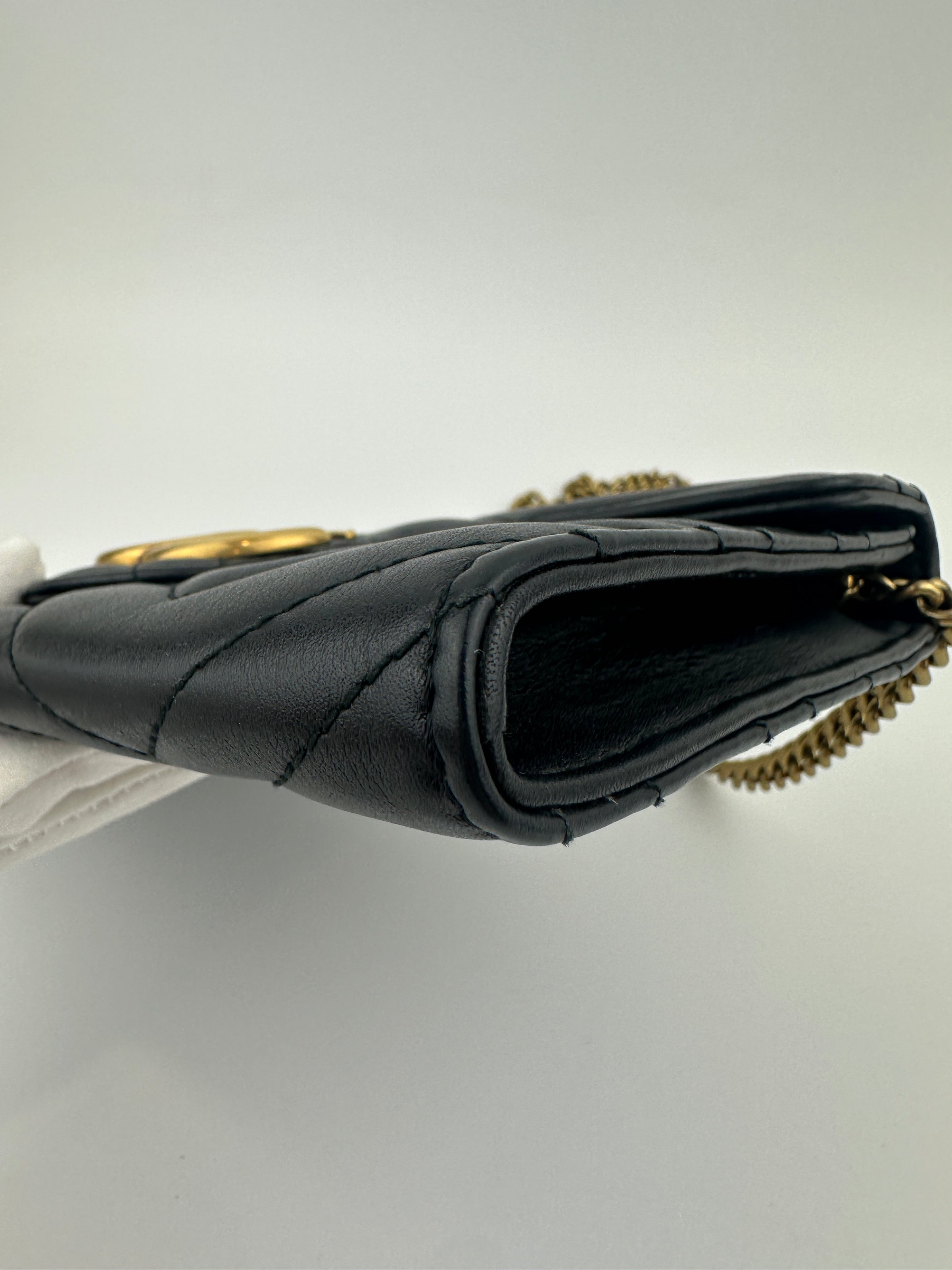 443122 GG Marmont Black Wallet on Chain