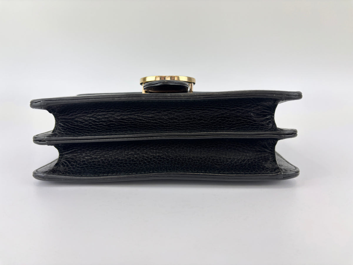 Interlocking G Shoulder Bag in Black Calfskin