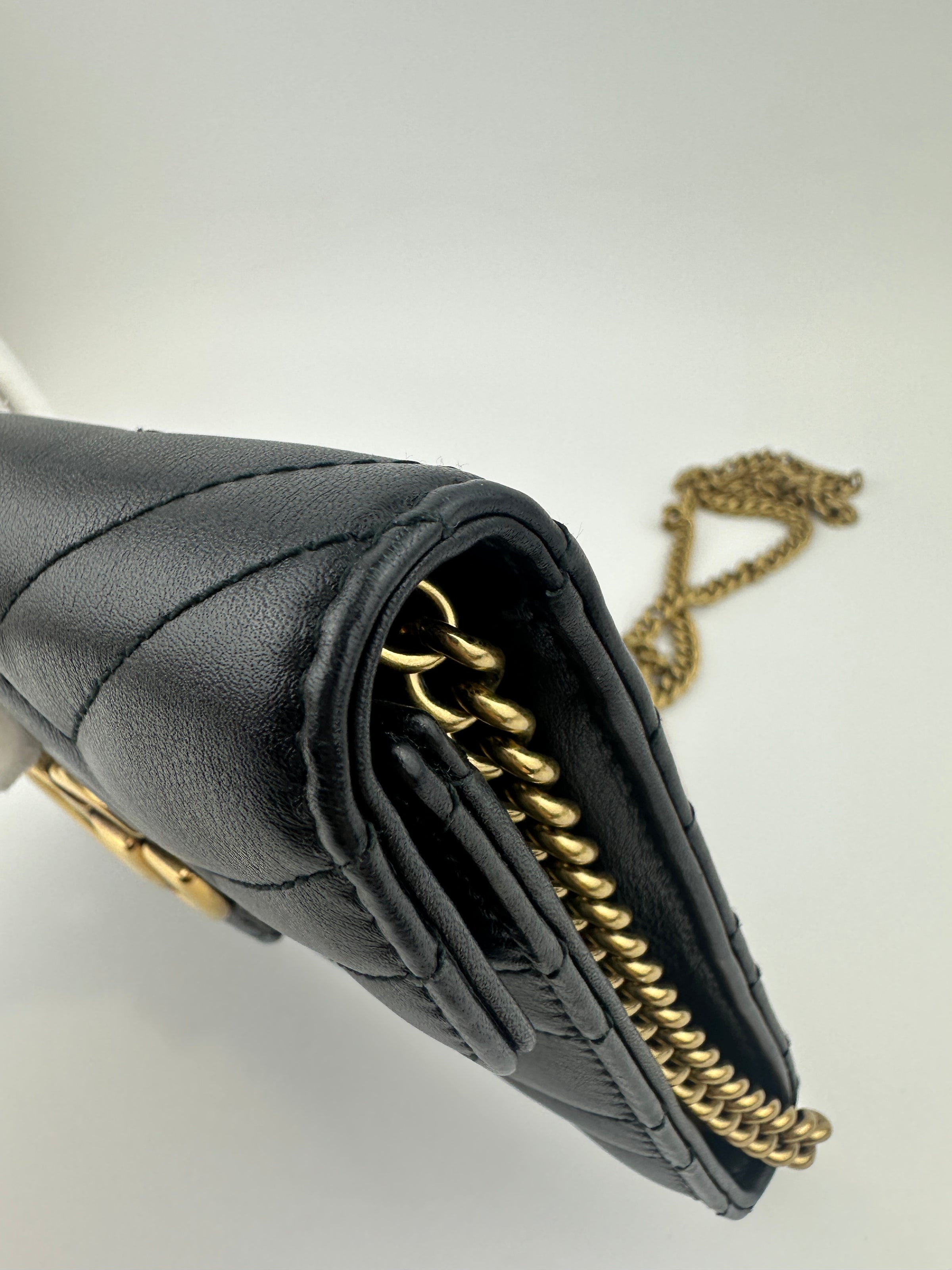 443122 GG Marmont Black Wallet on Chain