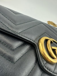 443122 GG Marmont Black Wallet on Chain