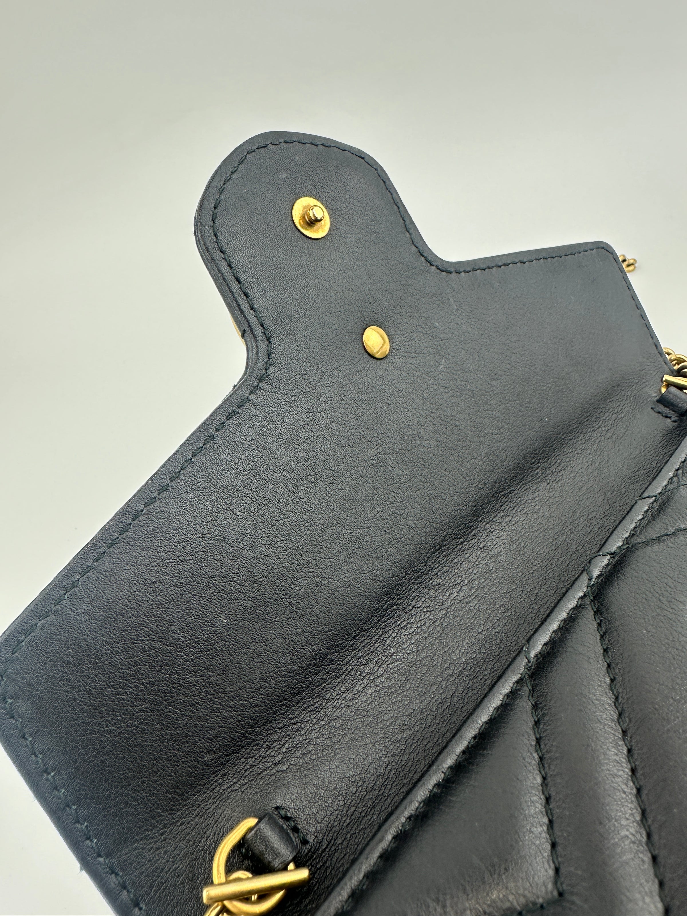 443122 GG Marmont Black Wallet on Chain
