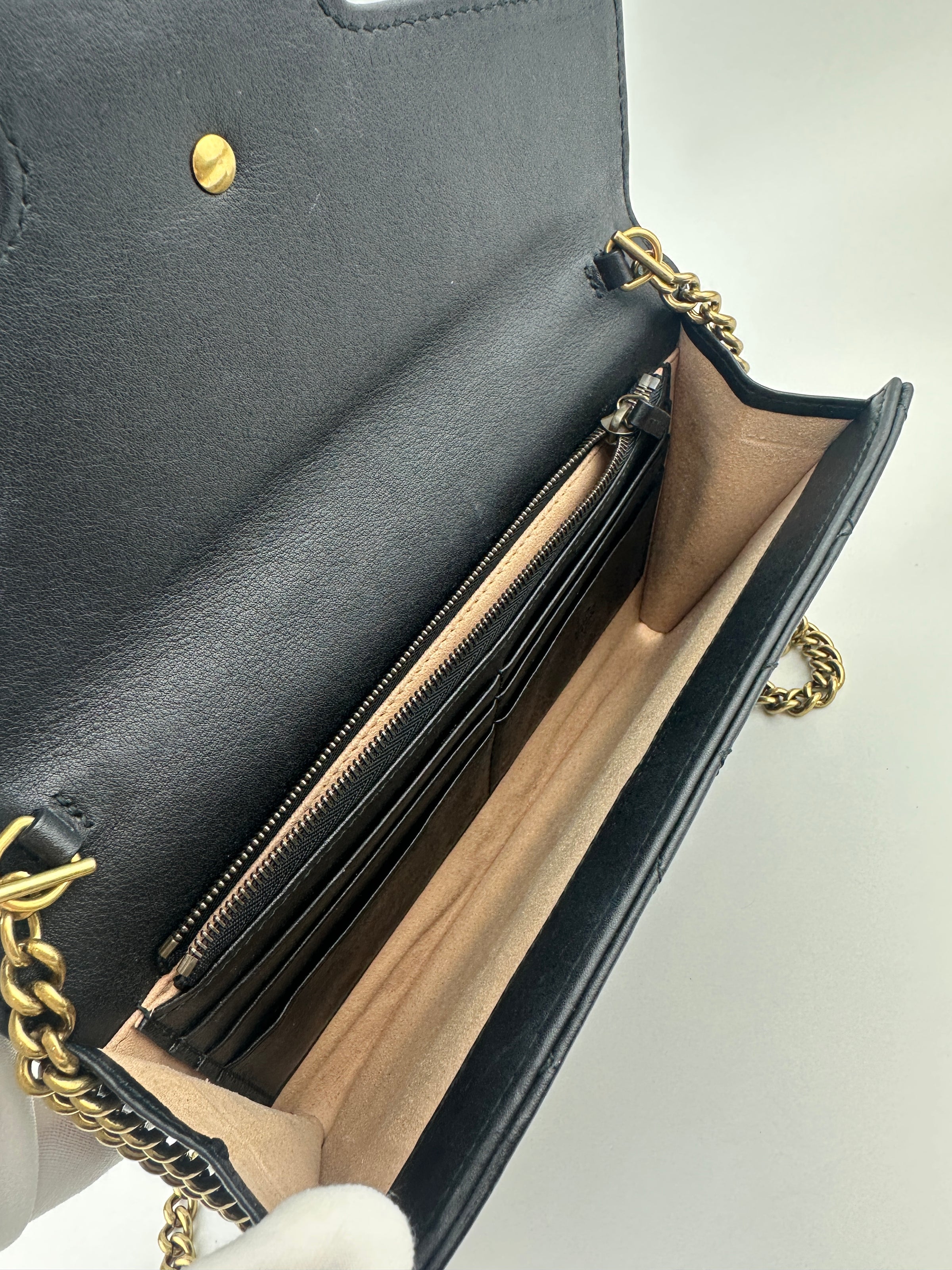 443122 GG Marmont Black Wallet on Chain