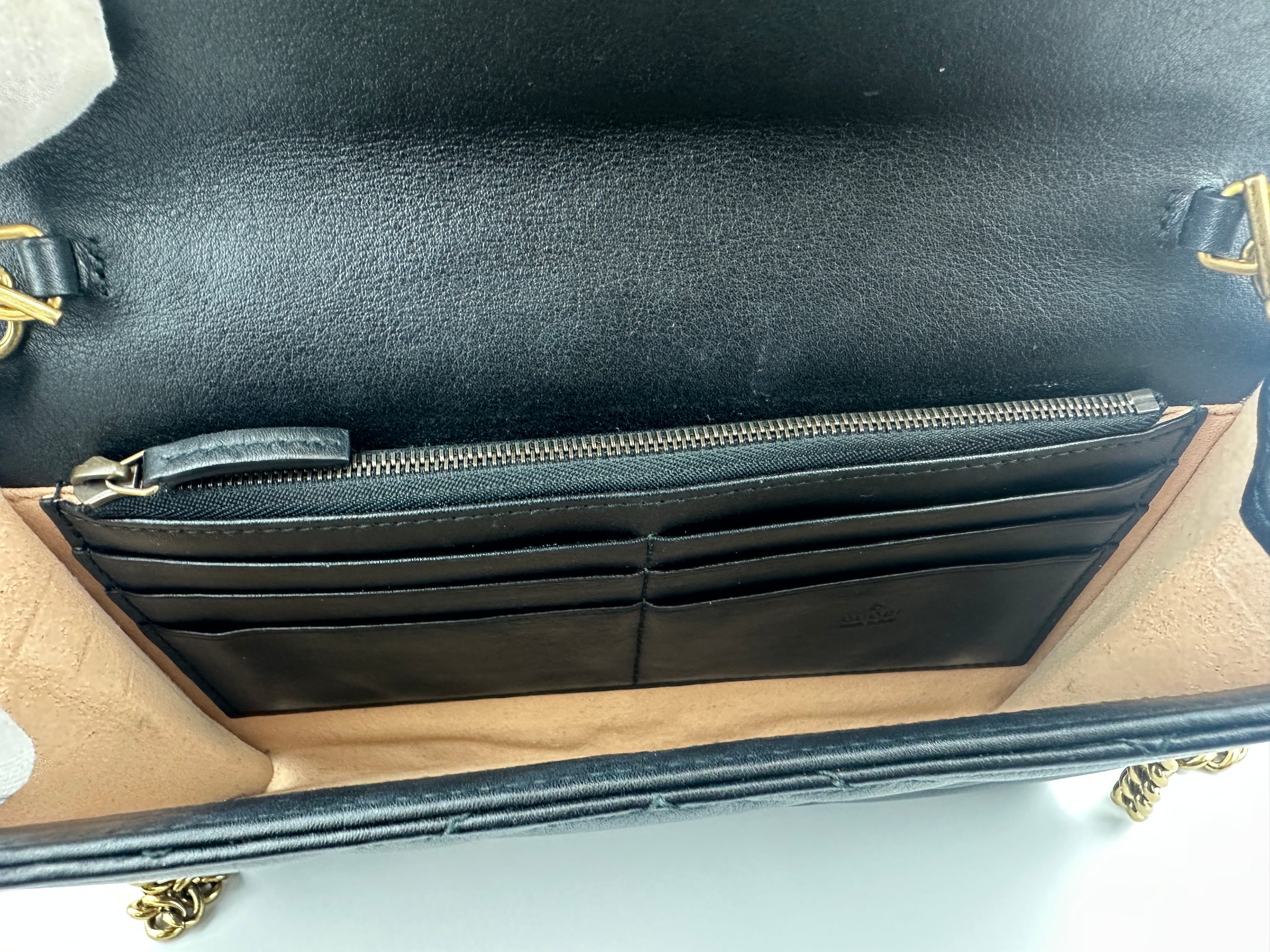 443122 GG Marmont Black Wallet on Chain
