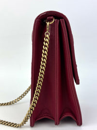 Studded Lambskin Vertical Diorama Clutch on Chain Burgundy GHW - Glampot