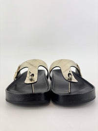 Mellow Thong Leather Sandals in Spark Gold / Perfect Black Size US 8