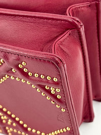 Studded Lambskin Vertical Diorama Clutch on Chain Burgundy GHW - Glampot